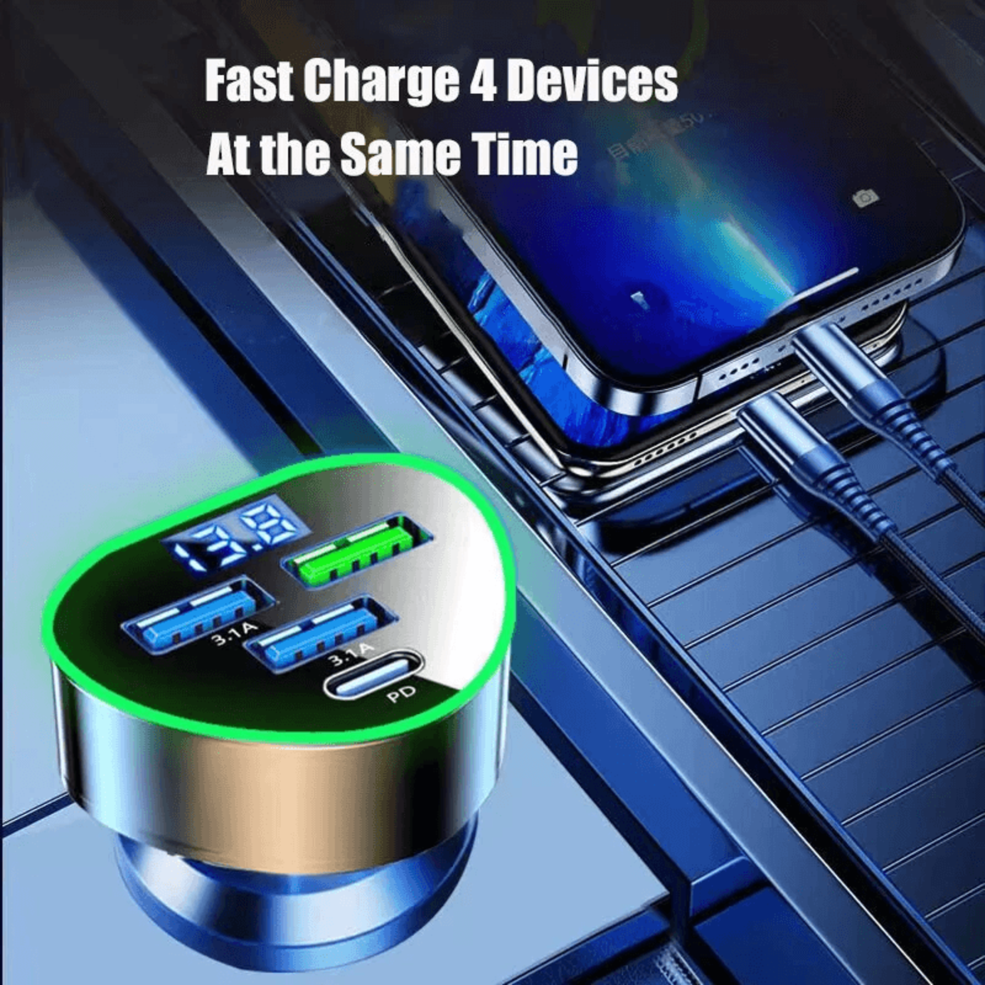 Port USB PD Car Charger Adapter With USB A And USB C Fast Charging 4