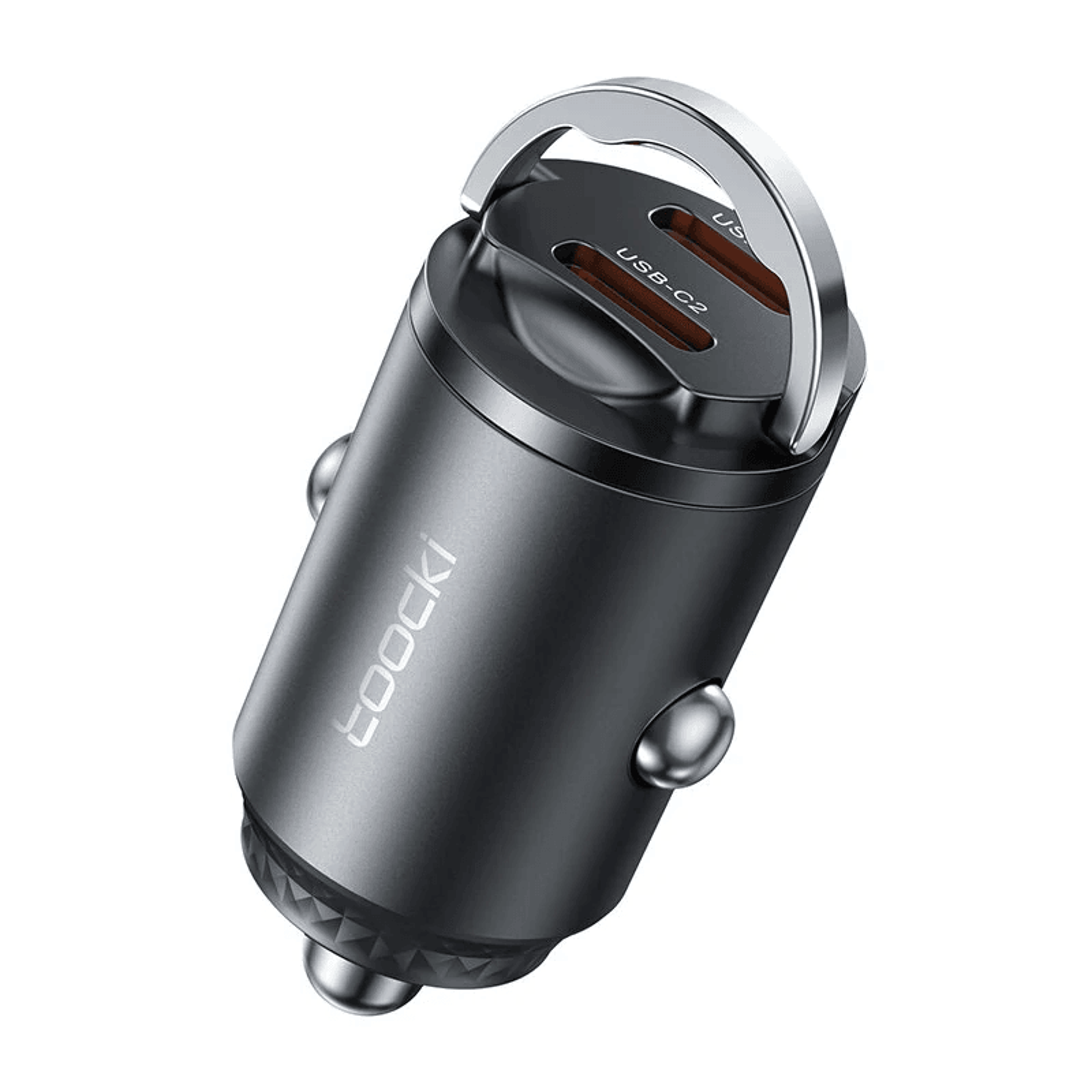 Dual USB C Car Charger Adapter With Fast Charging And Pulling Ring Design 0