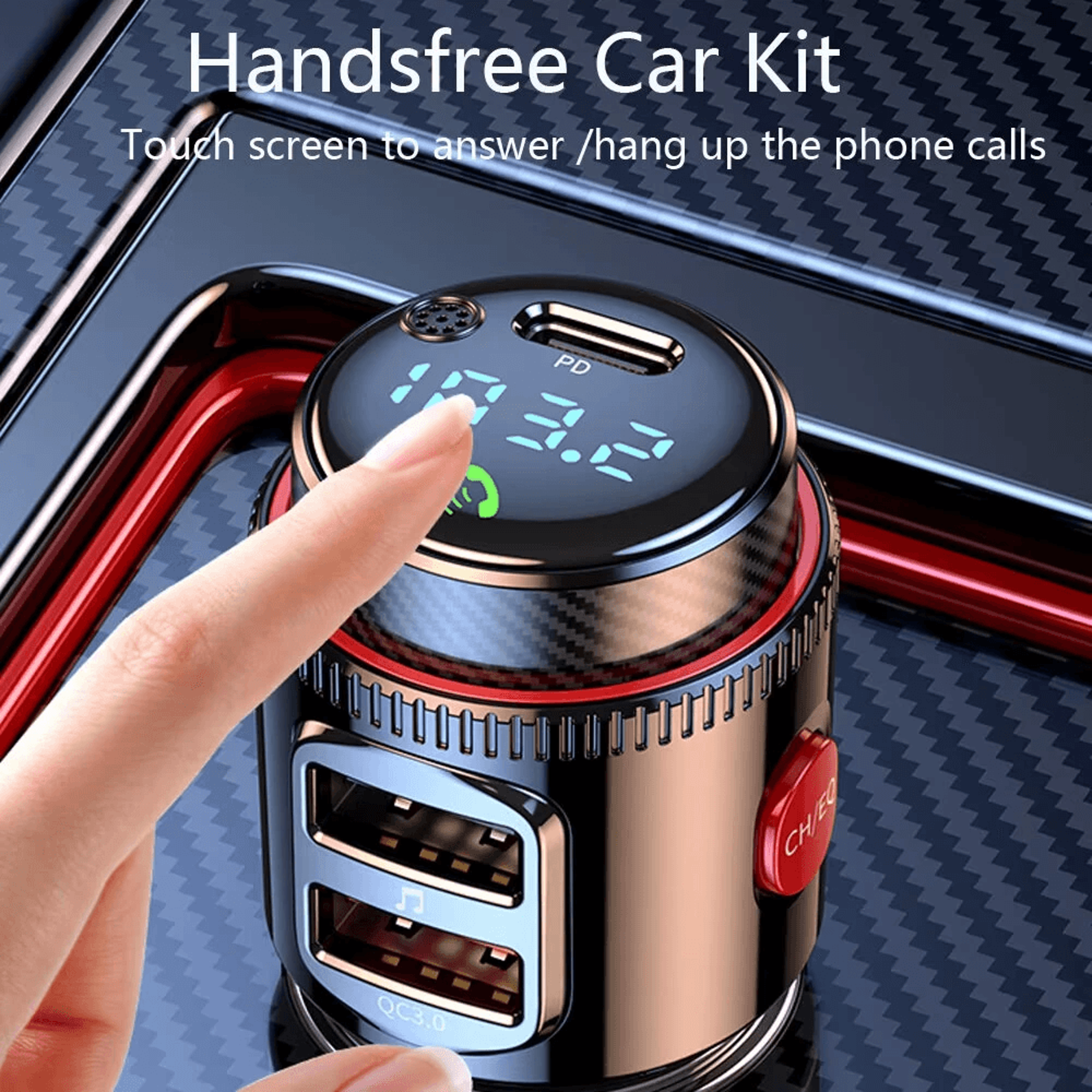 Bluetooth FM Transmitter Car Charger With PD Fast Charging And Digital Display 1