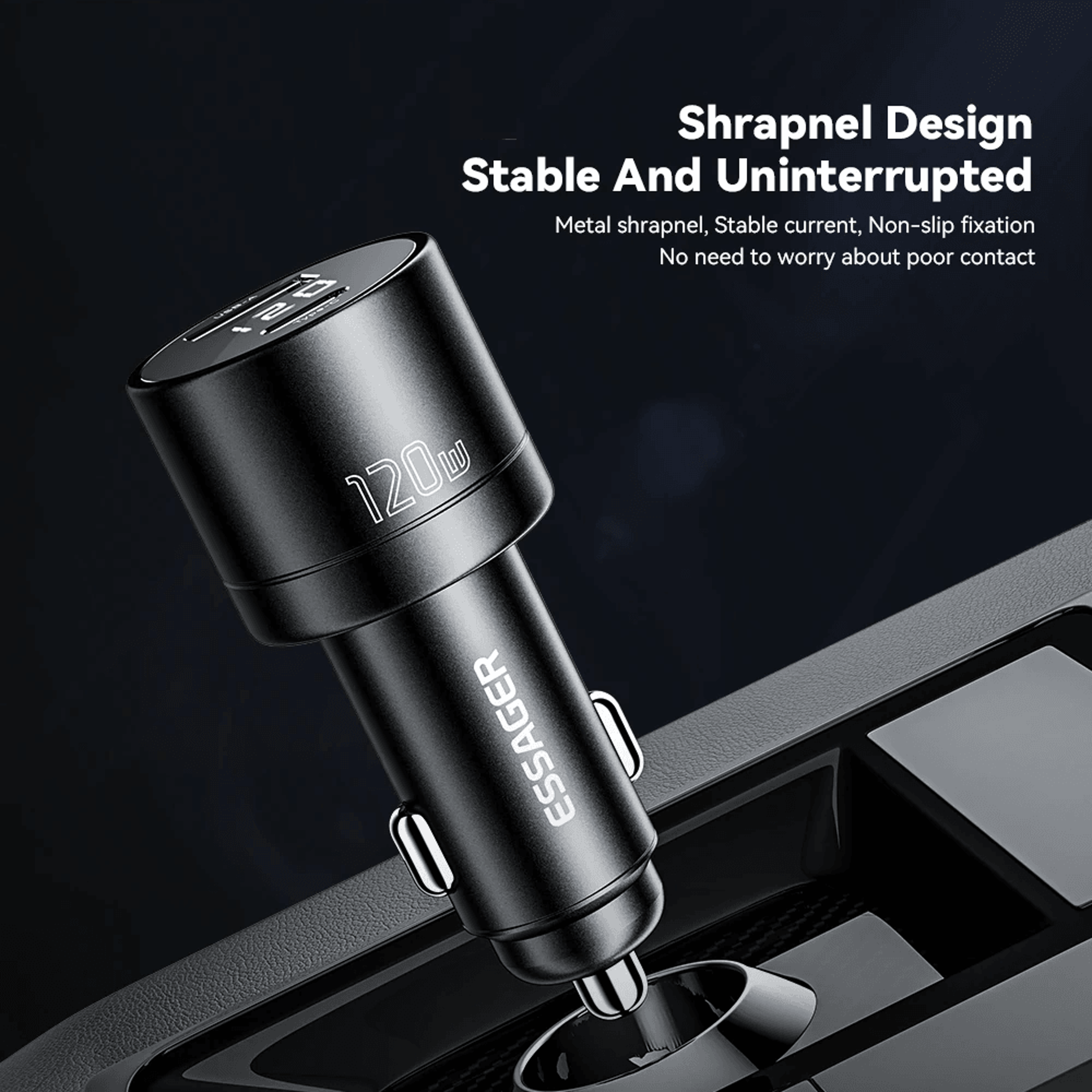 Dual Port USB Car Charger With USB C PD Fast Charging And Digital Display 6