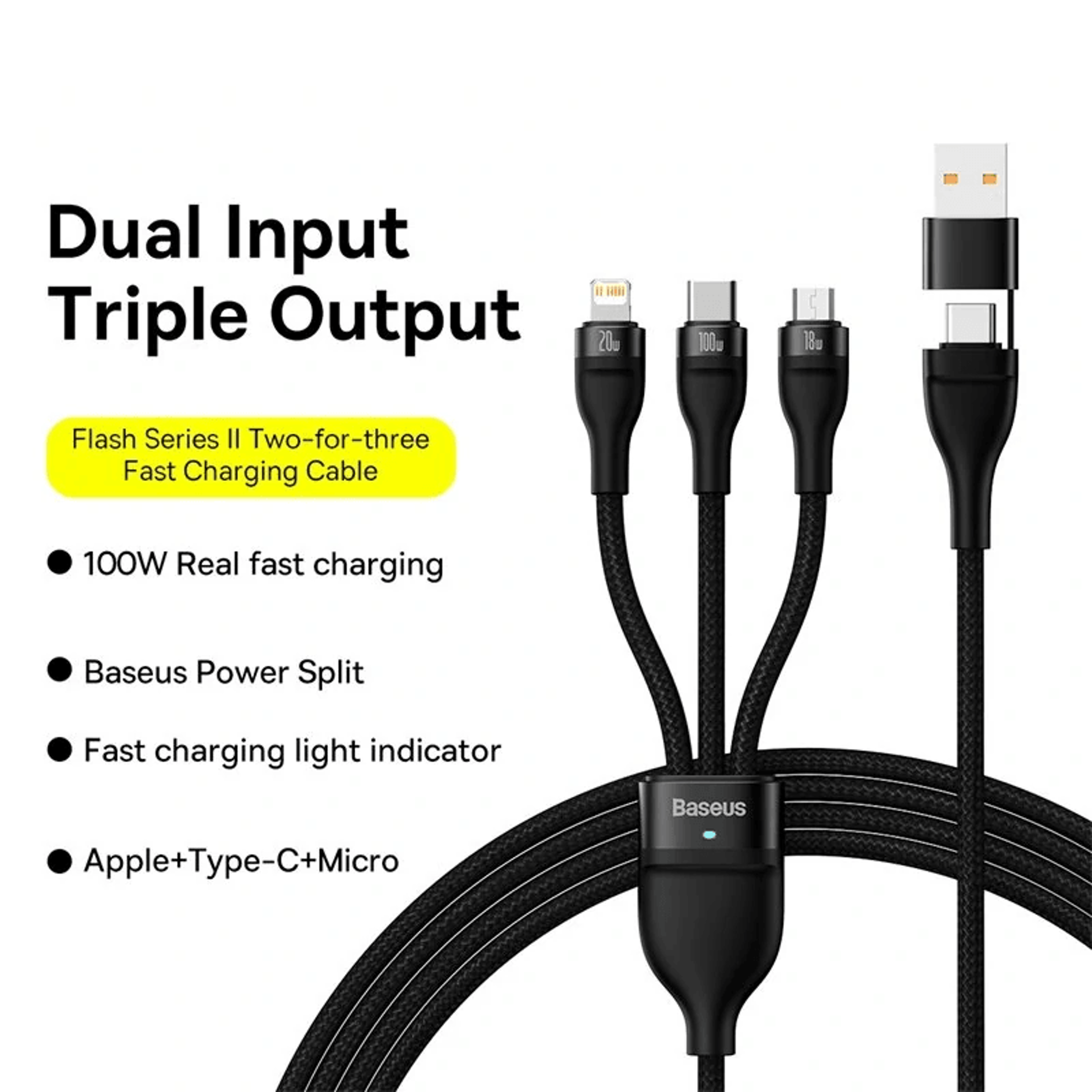Fast Charging Cable With USB And Type C Input 1