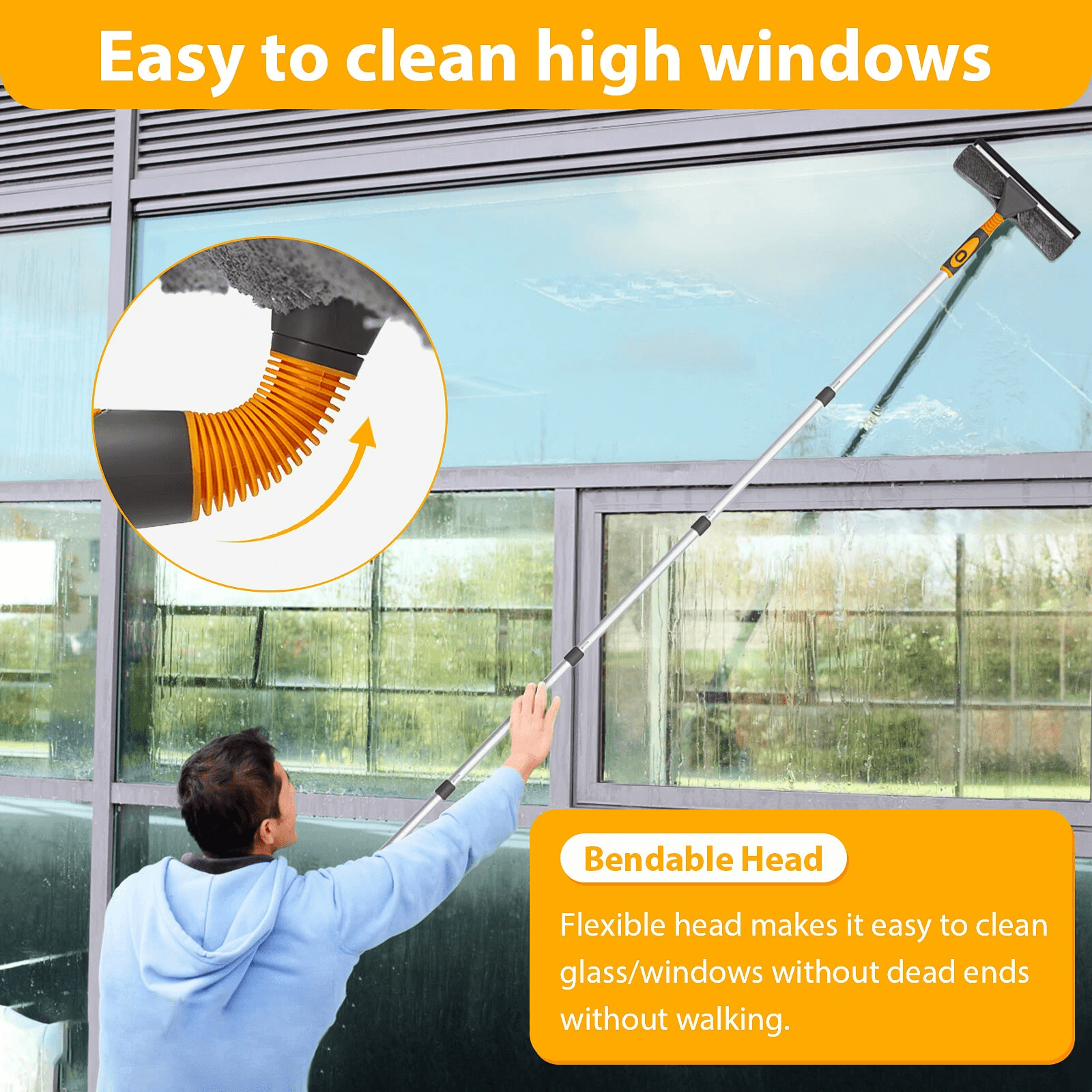 Professional Window Squeegee Cleaner In Telescopic Pole Glass Cleaning Tool 3