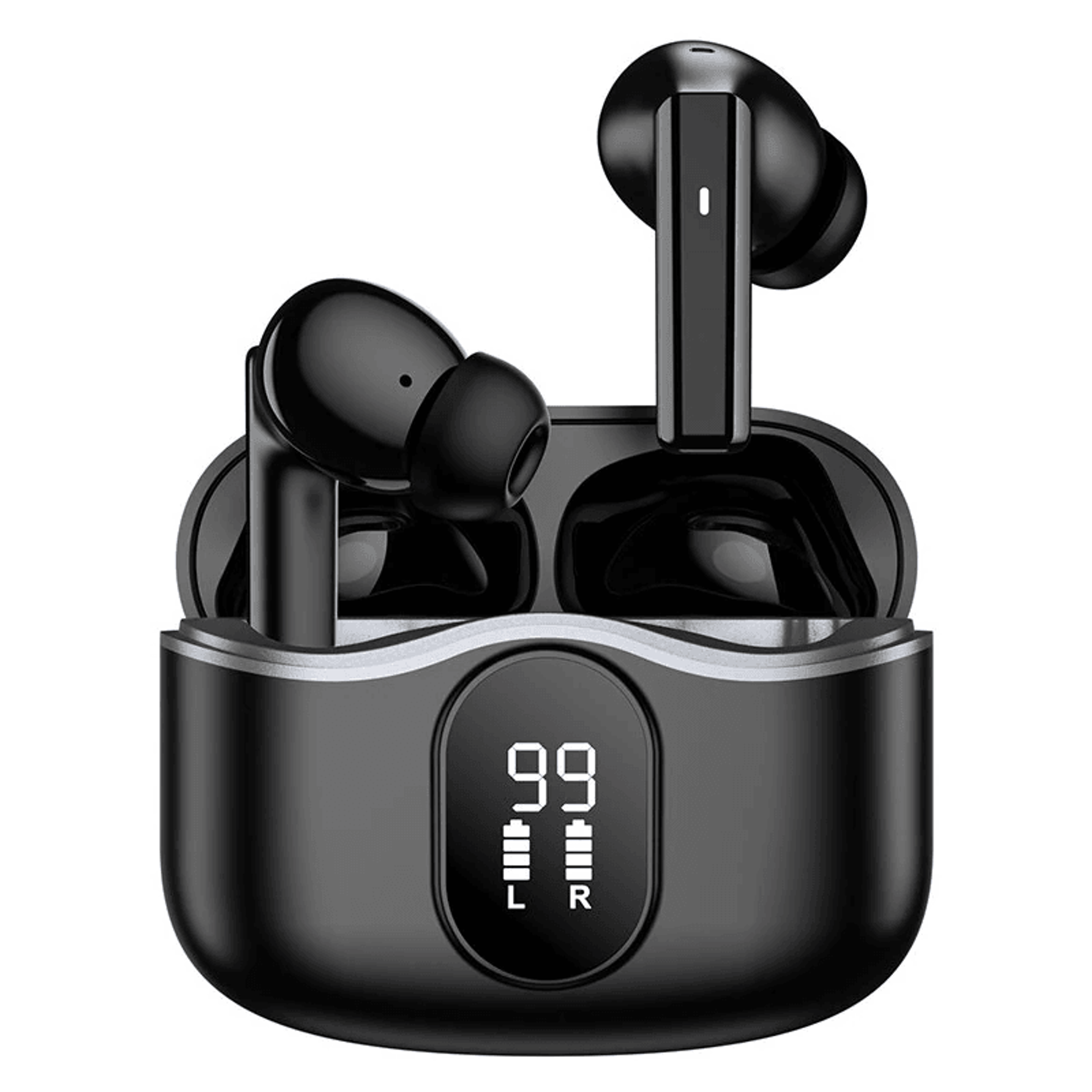 Wireless Bluetooth Earbuds With Drivers Hour Playback And LED Charging Display 0