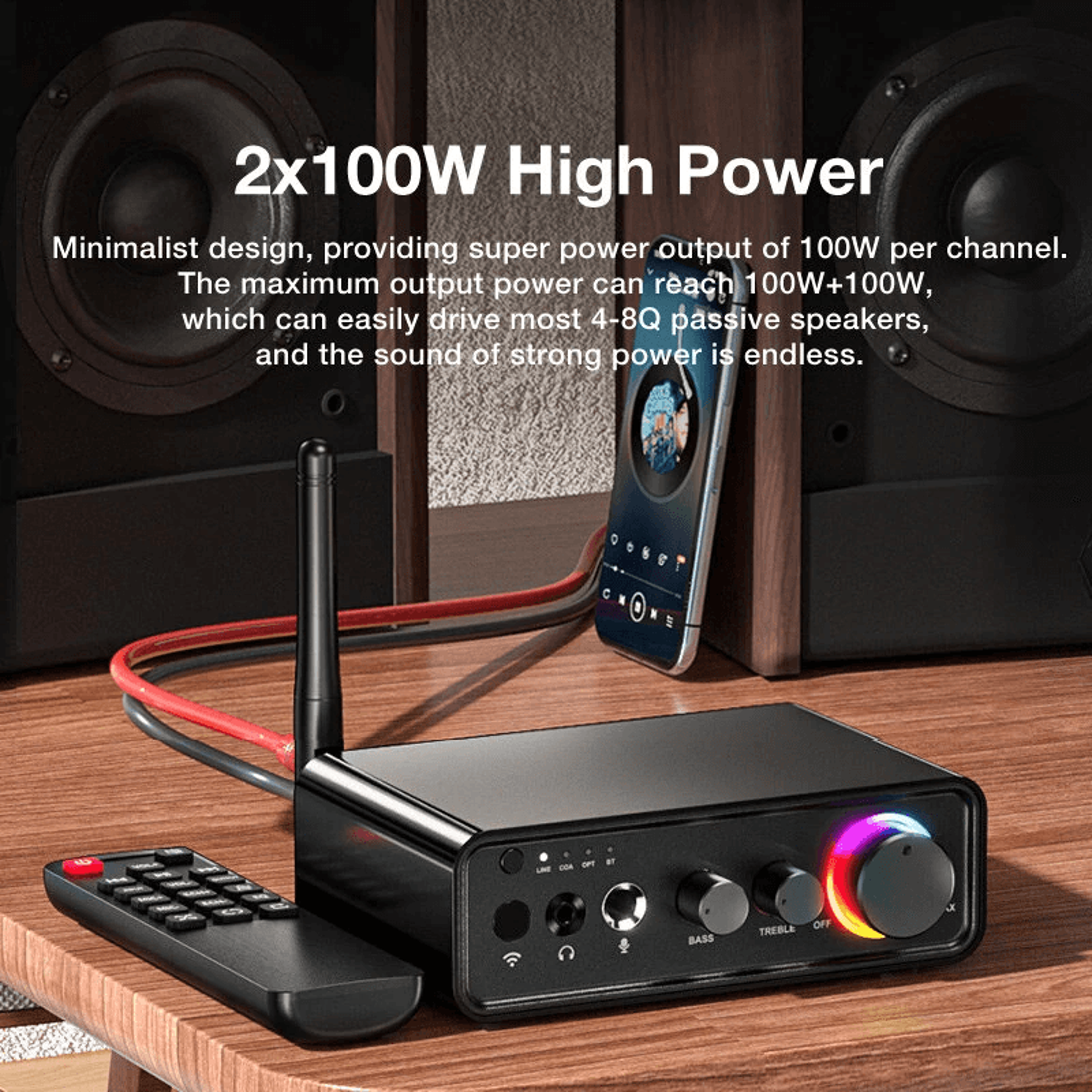 Bluetooth Digital Power Amplifier Dual Channel DSP RGB Audio Amp 1