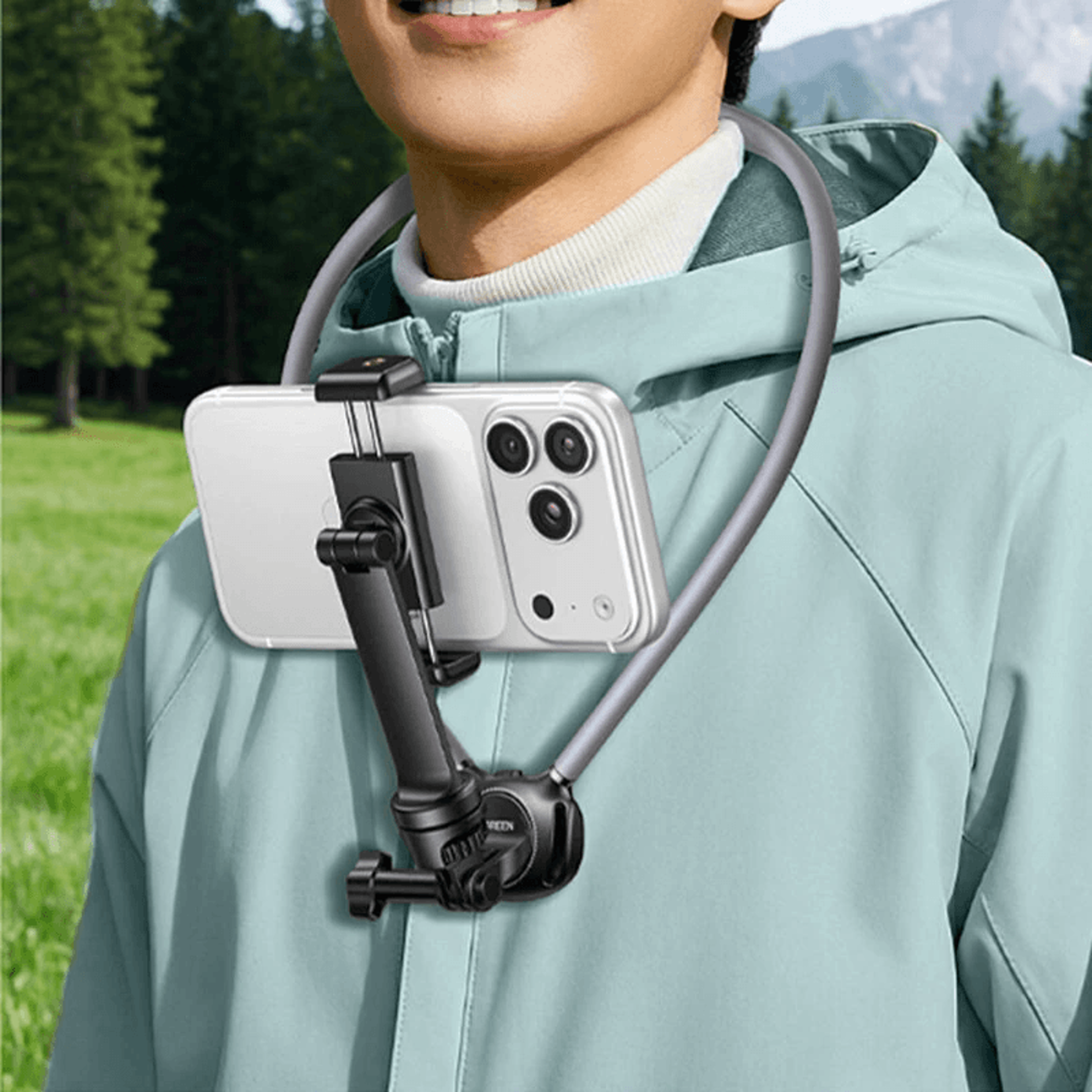 Universal Neck Phone Mount Holder With Degree Rotation And Chest Strap 1