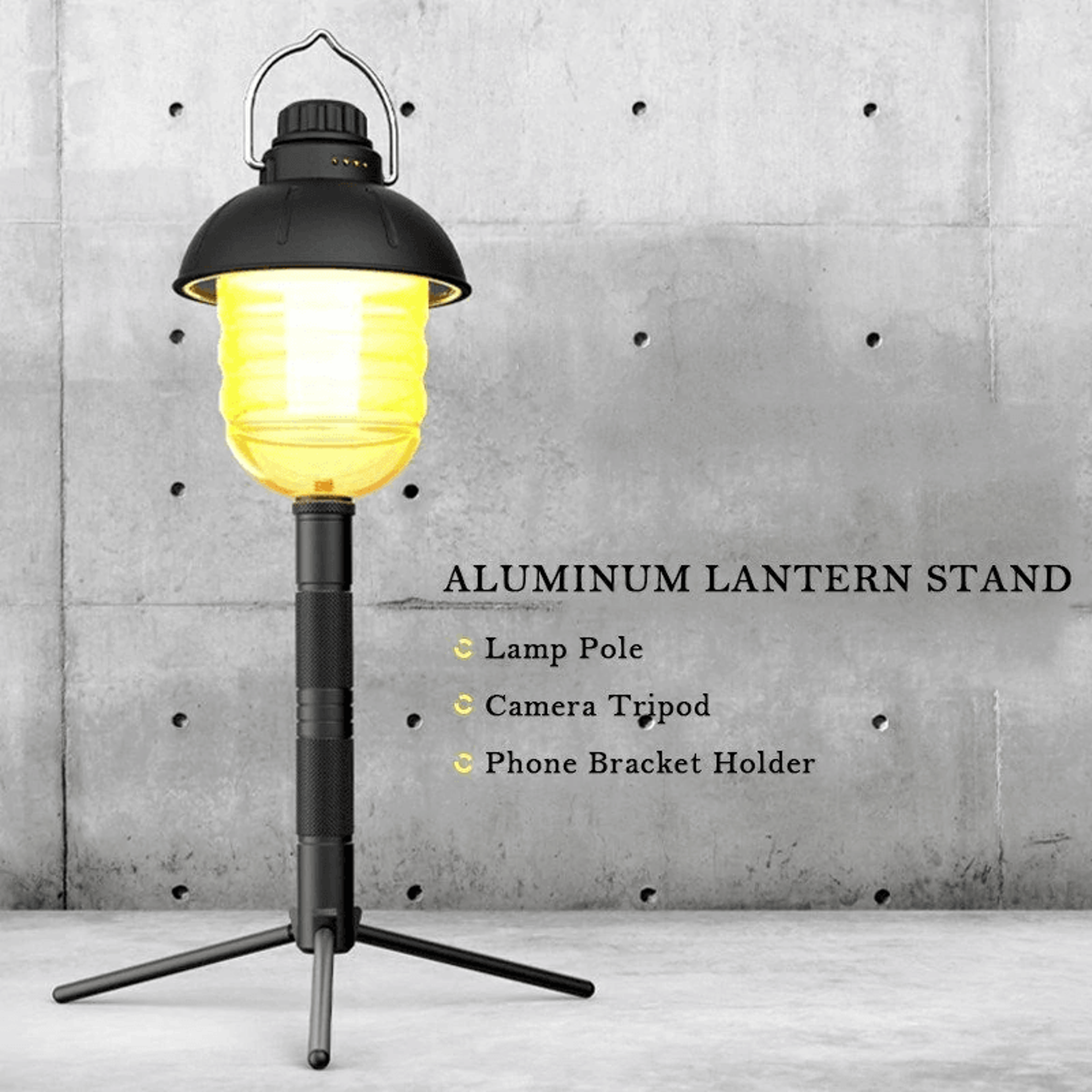 Foldable Aluminum Camping Lantern Stand Tripod For Lamp Camera And Phone Holder 4