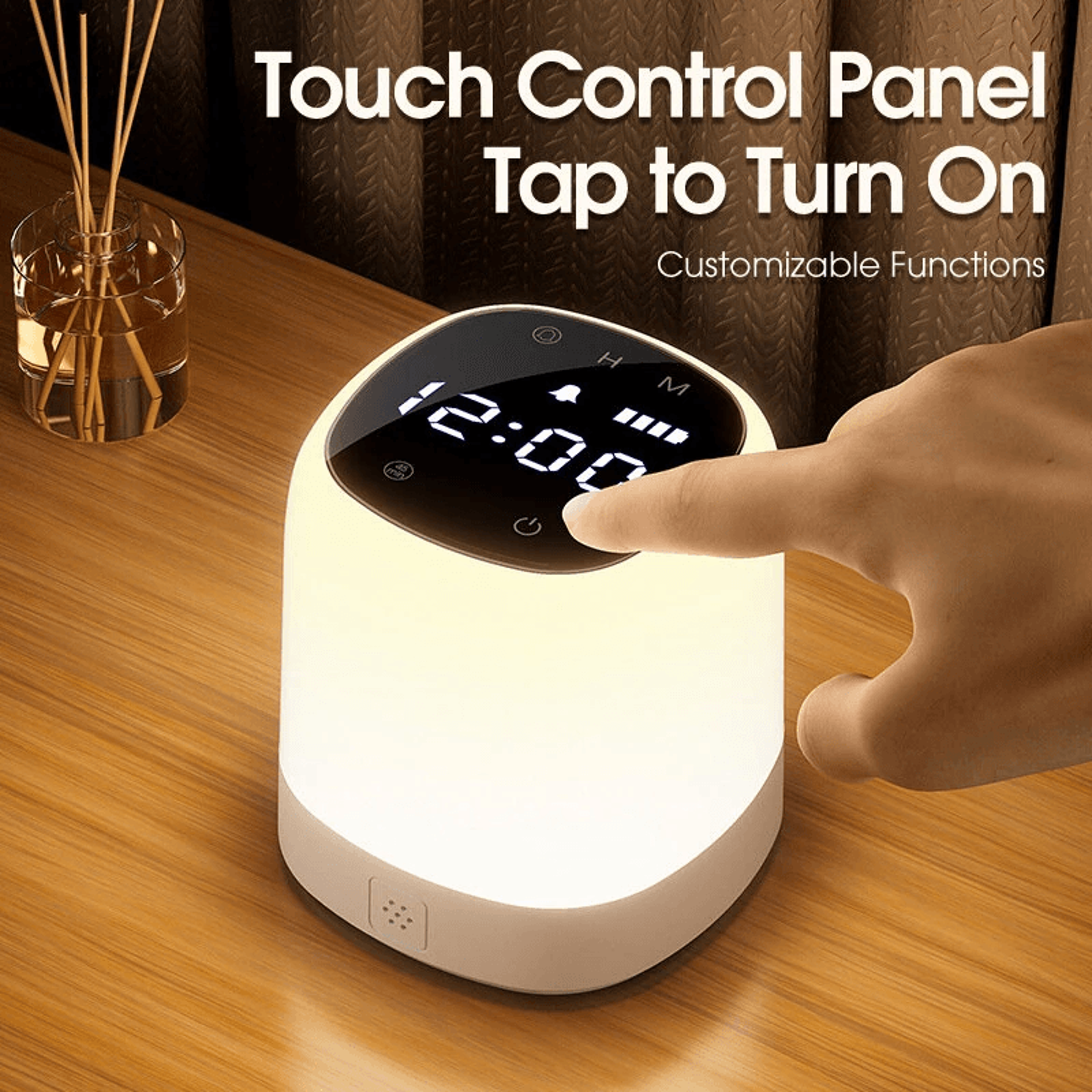 Portable Rechargeable Night Light With LED Clock Display Touch Control Remote And Timer 4