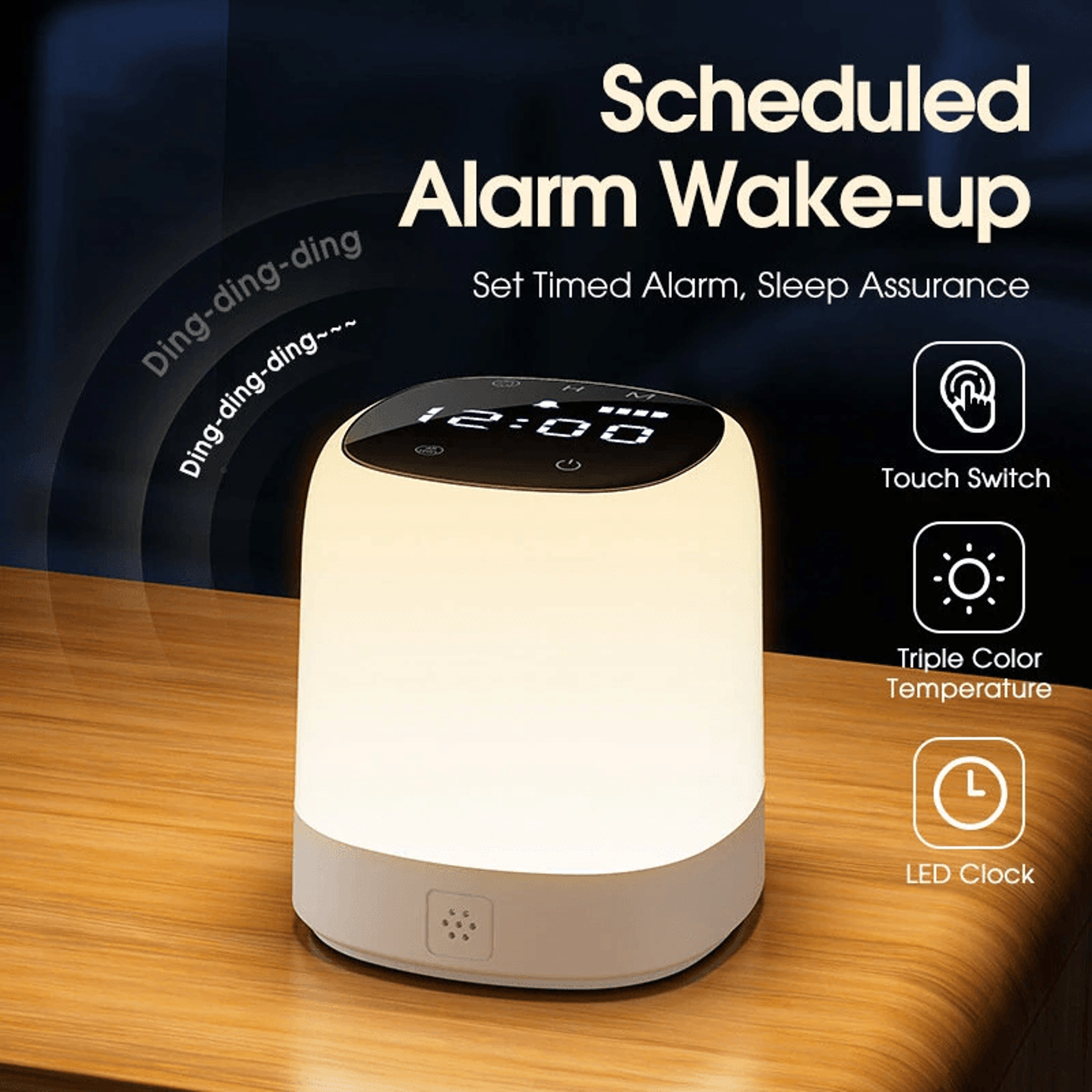 Portable Rechargeable Night Light With LED Clock Display Touch Control Remote And Timer 2