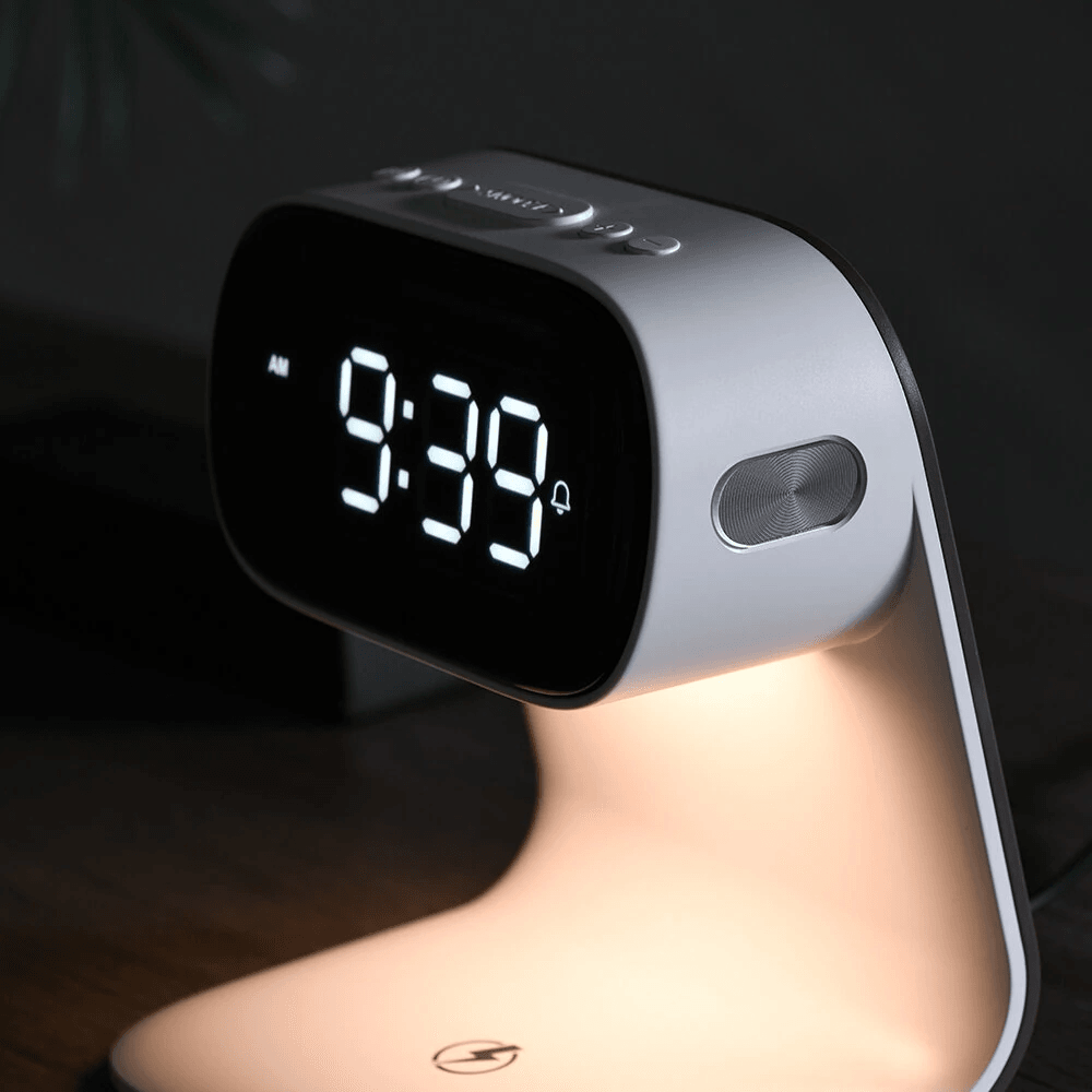 Wireless Charging Bedside Lamp With Digital Alarm Clock And Dimmable Touch Night Light 2
