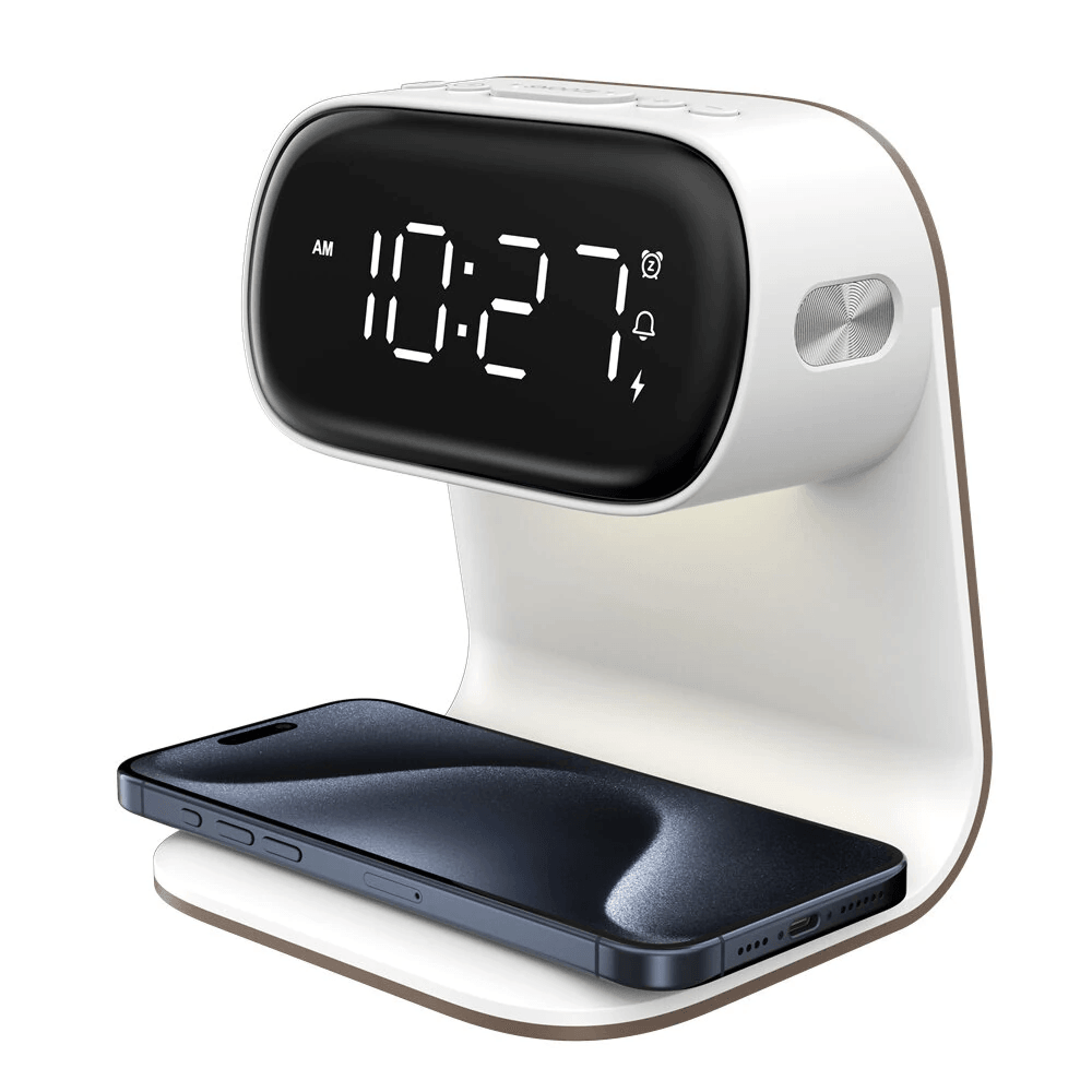 Wireless Charging Bedside Lamp With Digital Alarm Clock And Dimmable Touch Night Light 6