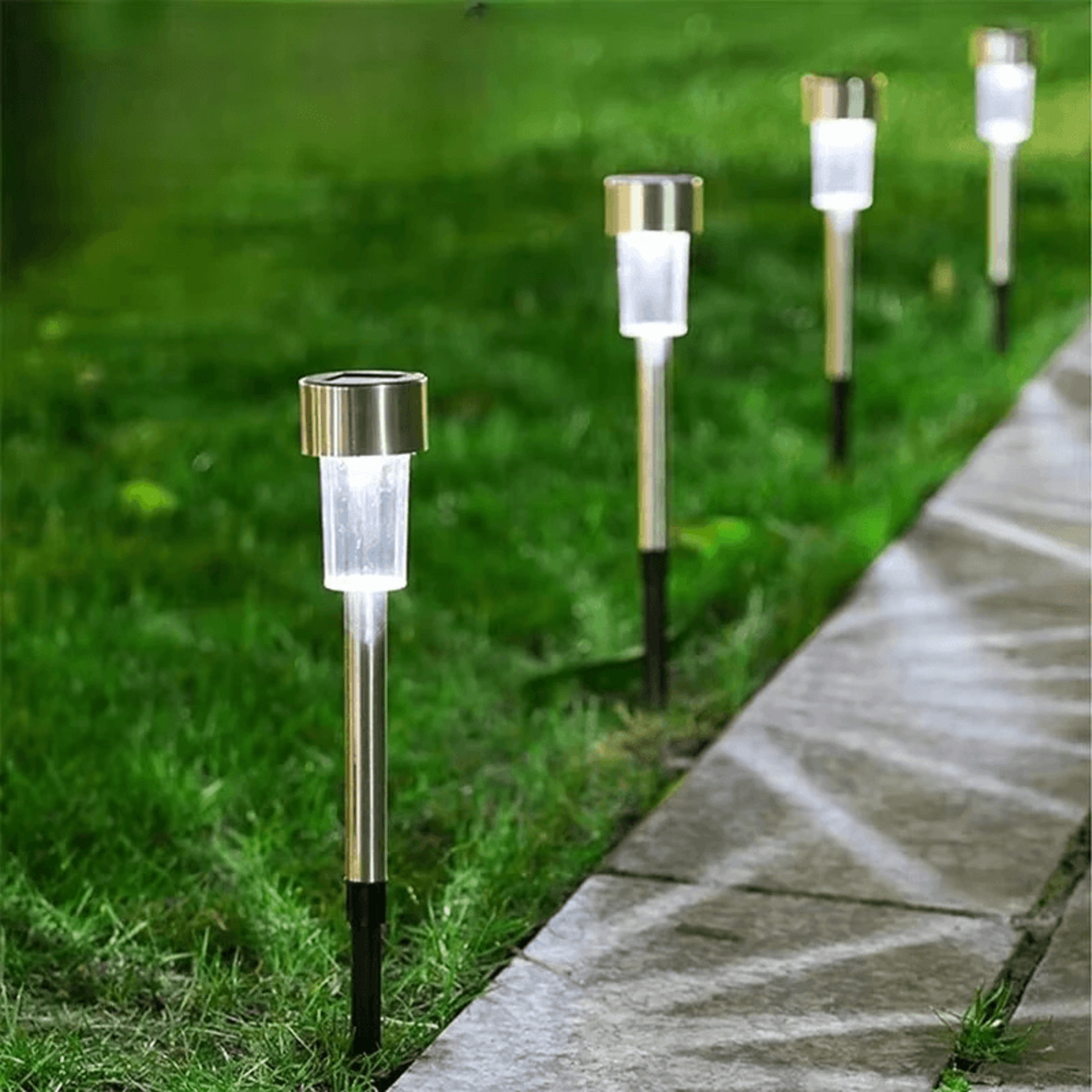 Solar Garden Path Lights Stainless Steel LED Outdoor Landscape Lights 1