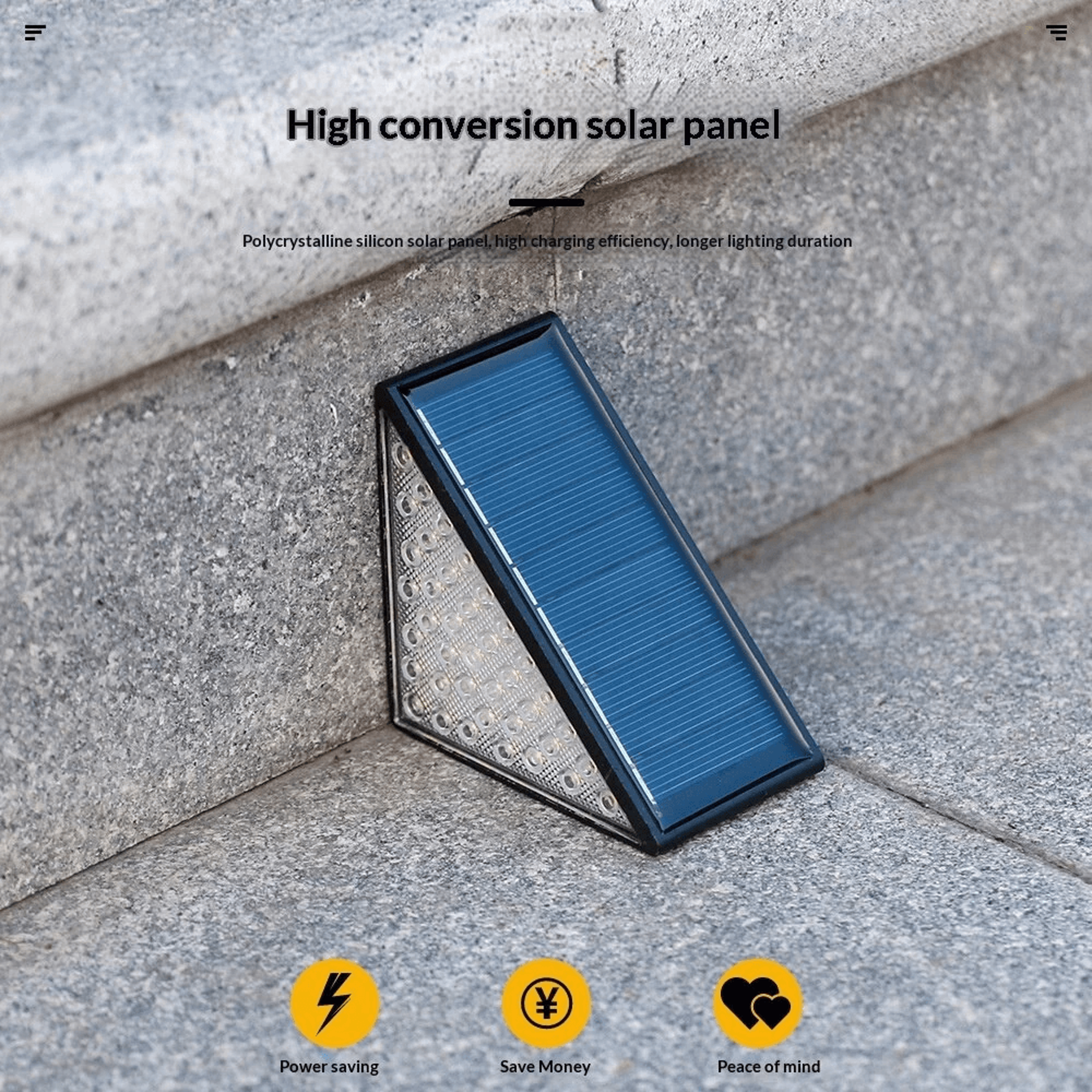 Solar Step Lights LED Waterproof Triangle Outdoor Stair Lights 2