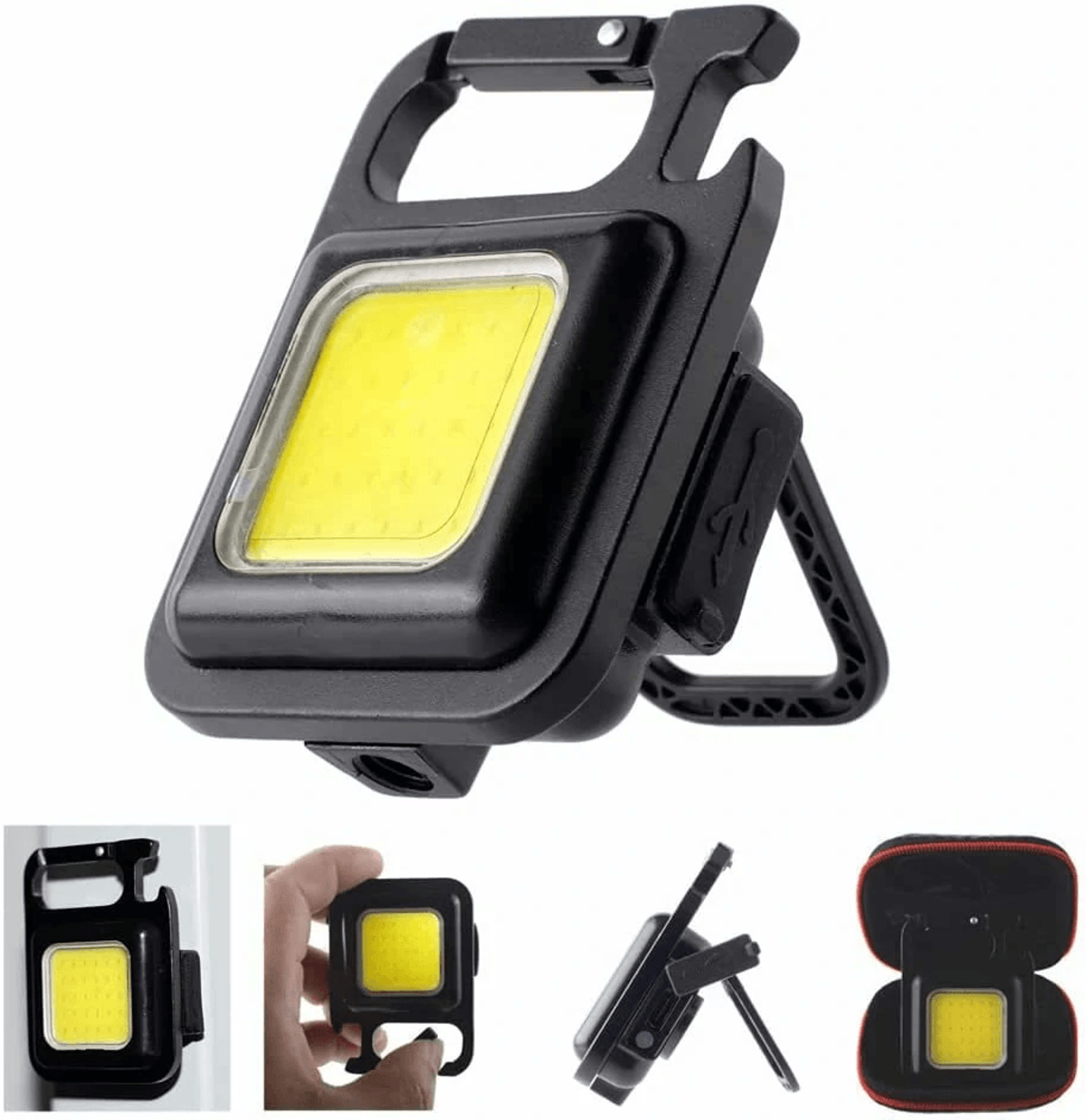 Rechargeable Keychain Flashlight With Work Light Bottle Opener And Carabiner 0