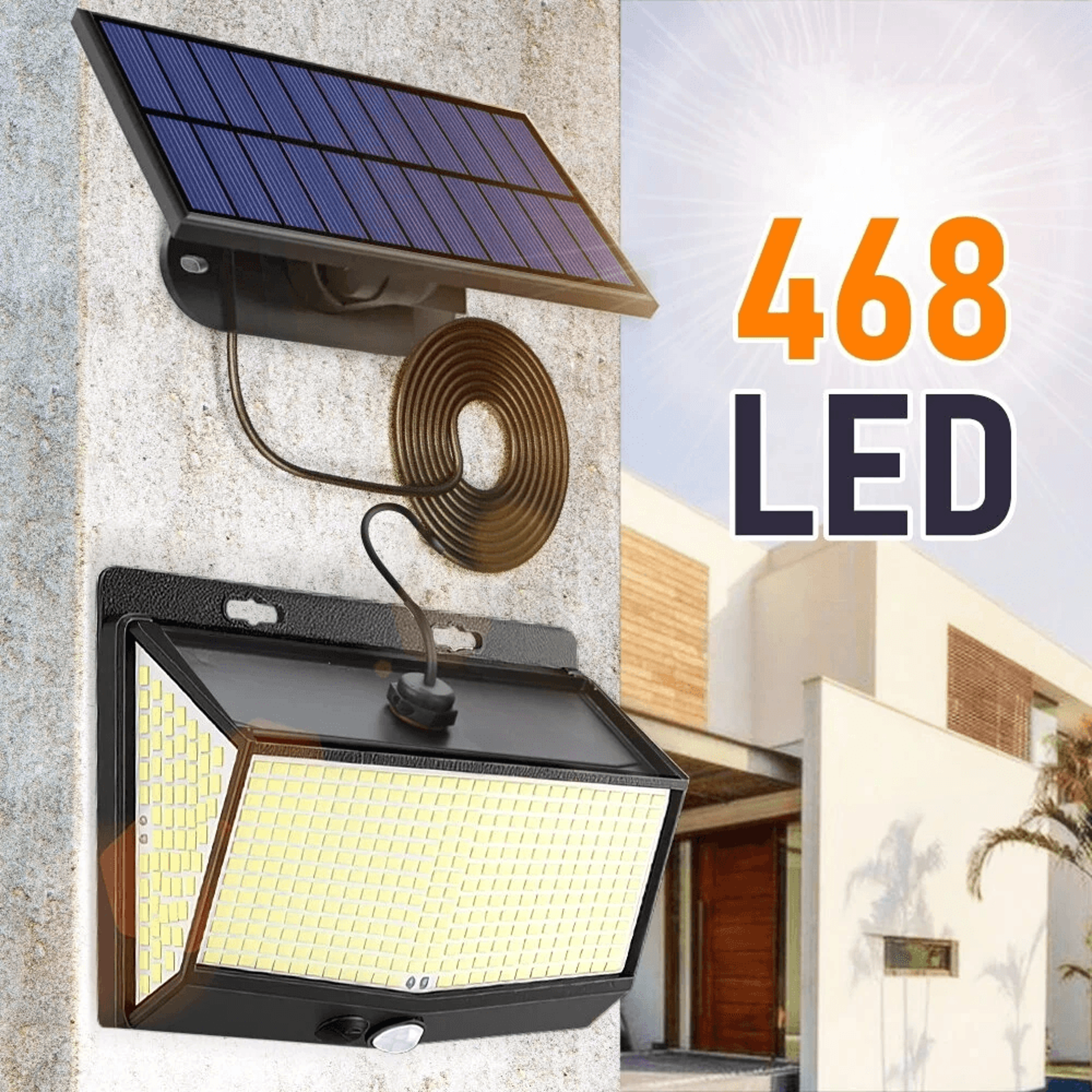 LED Solar Motion Sensor Outdoor Light With Lighting Modes And Wide Angle 1