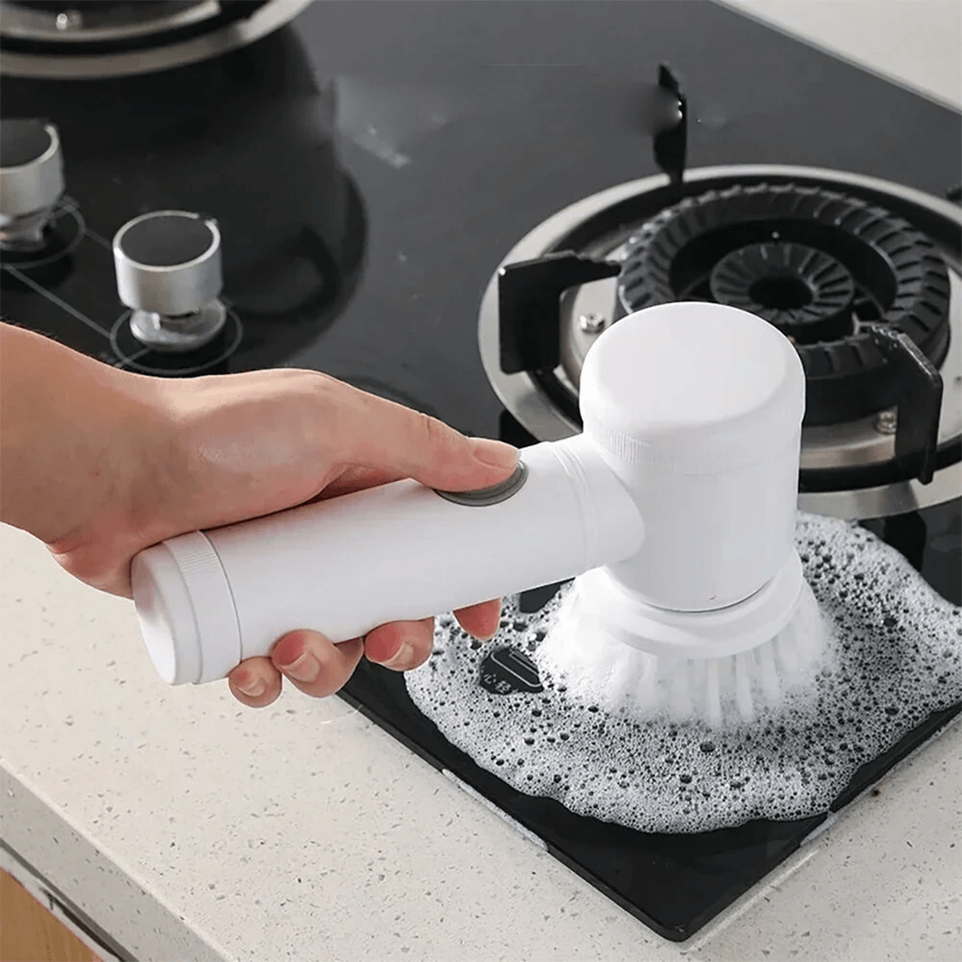 Electric Cleaning Brush USB Rechargeable Scrubber With Replaceable Cleaning Heads 4