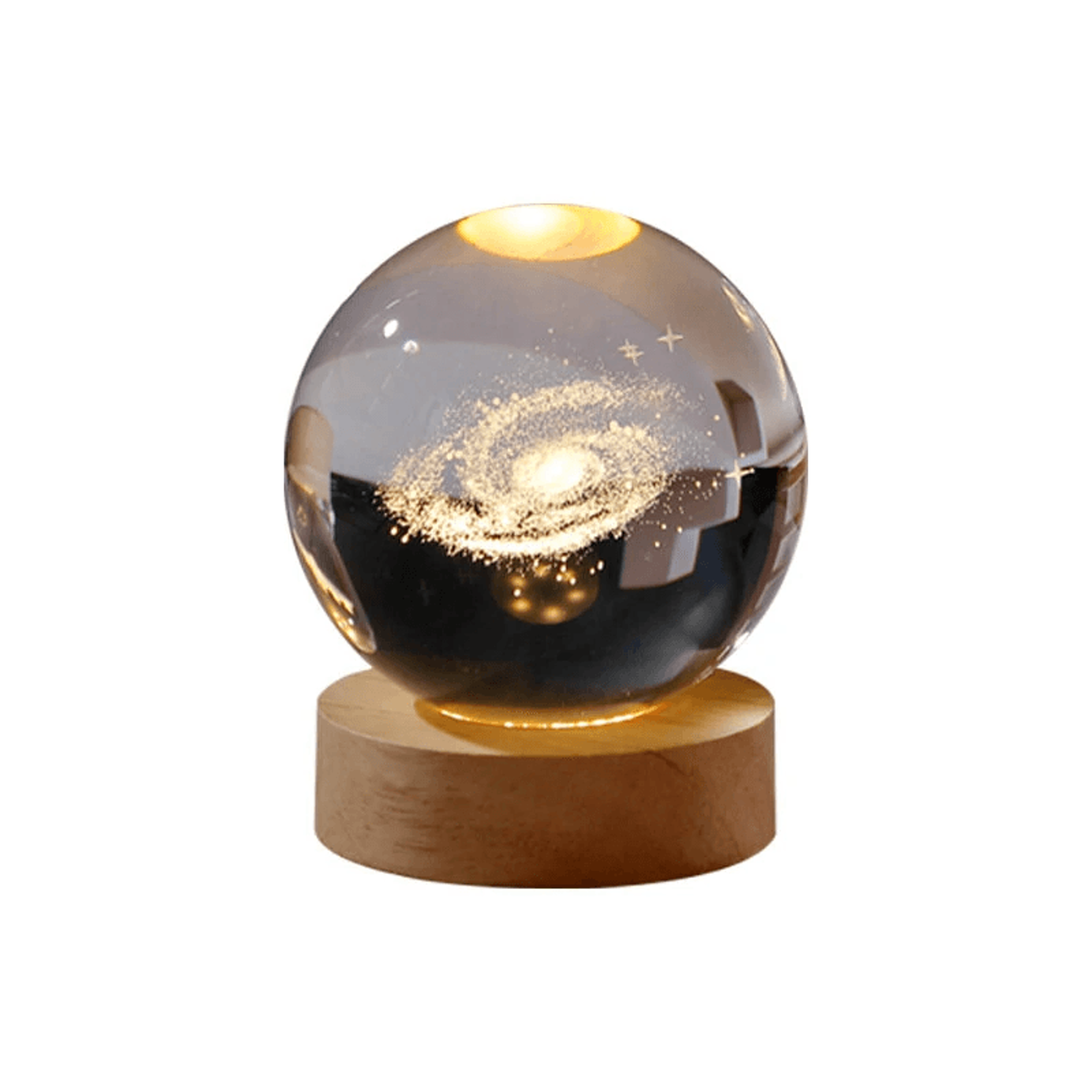 Crystal Ball Night Light With Warm LED Wooden Base 0