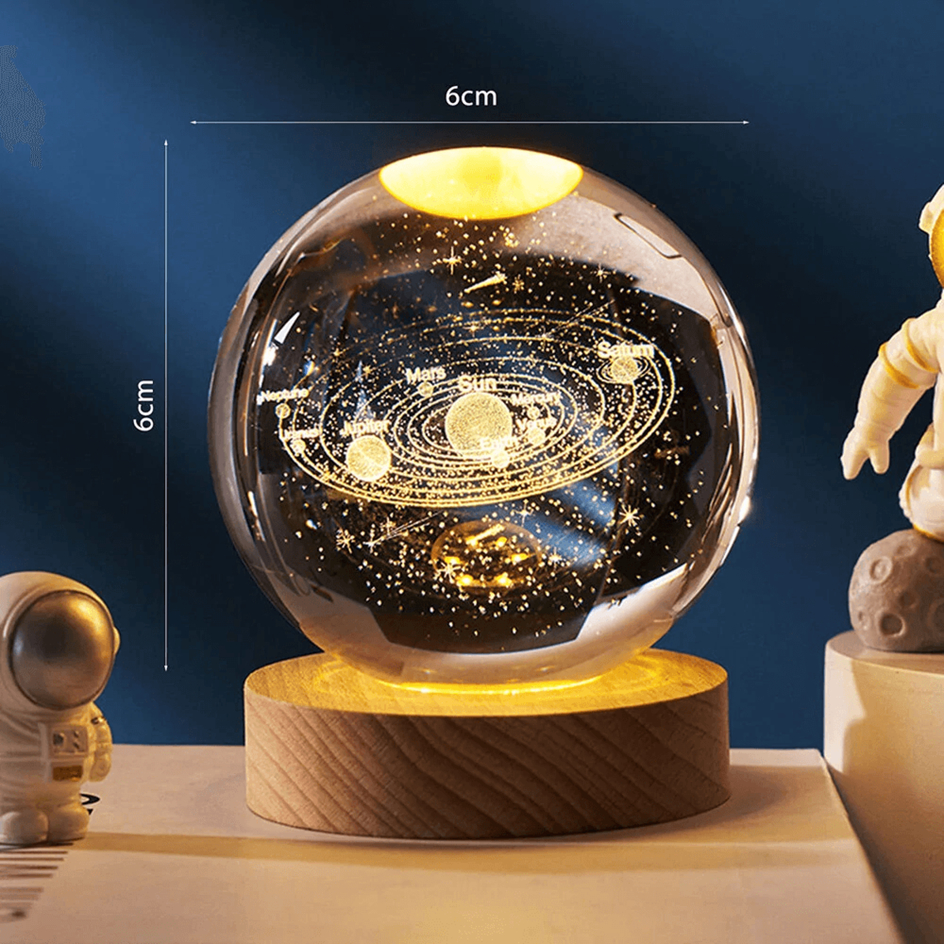 Crystal Ball Night Light With Warm LED Wooden Base 4