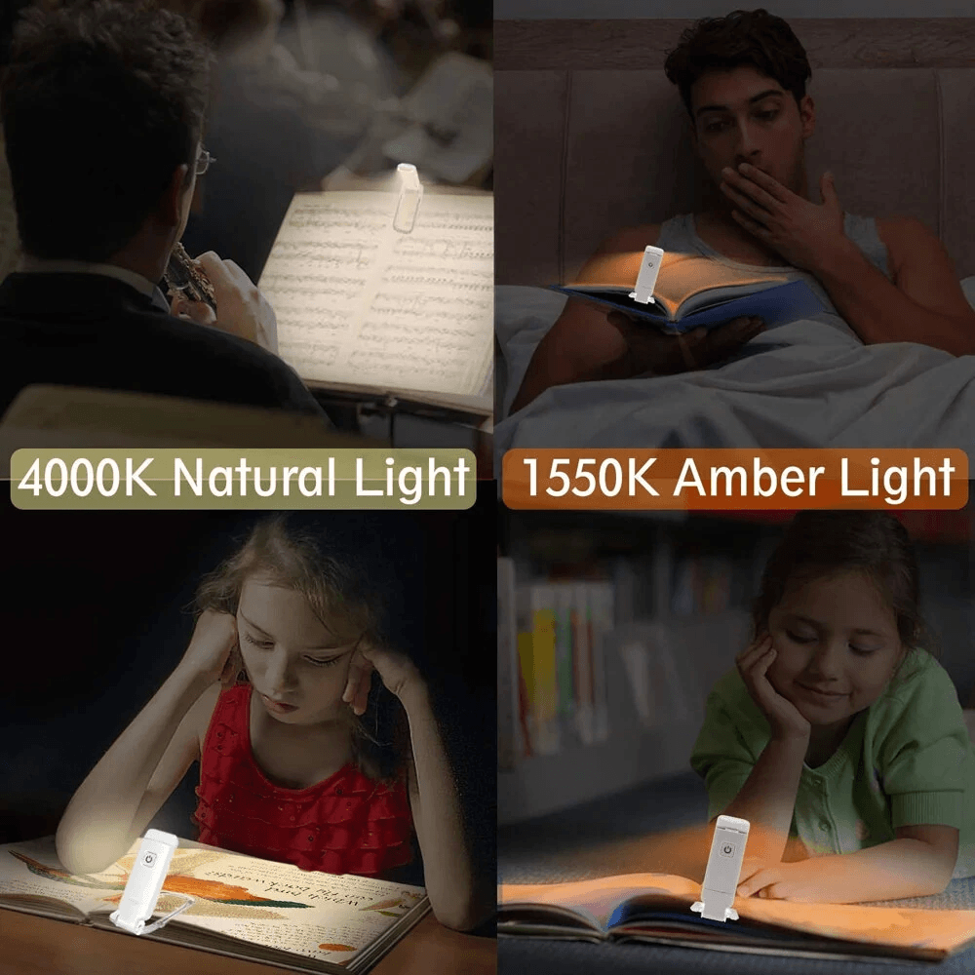 USB Rechargeable Clip On Book Reading Light With Brightness Levels 6