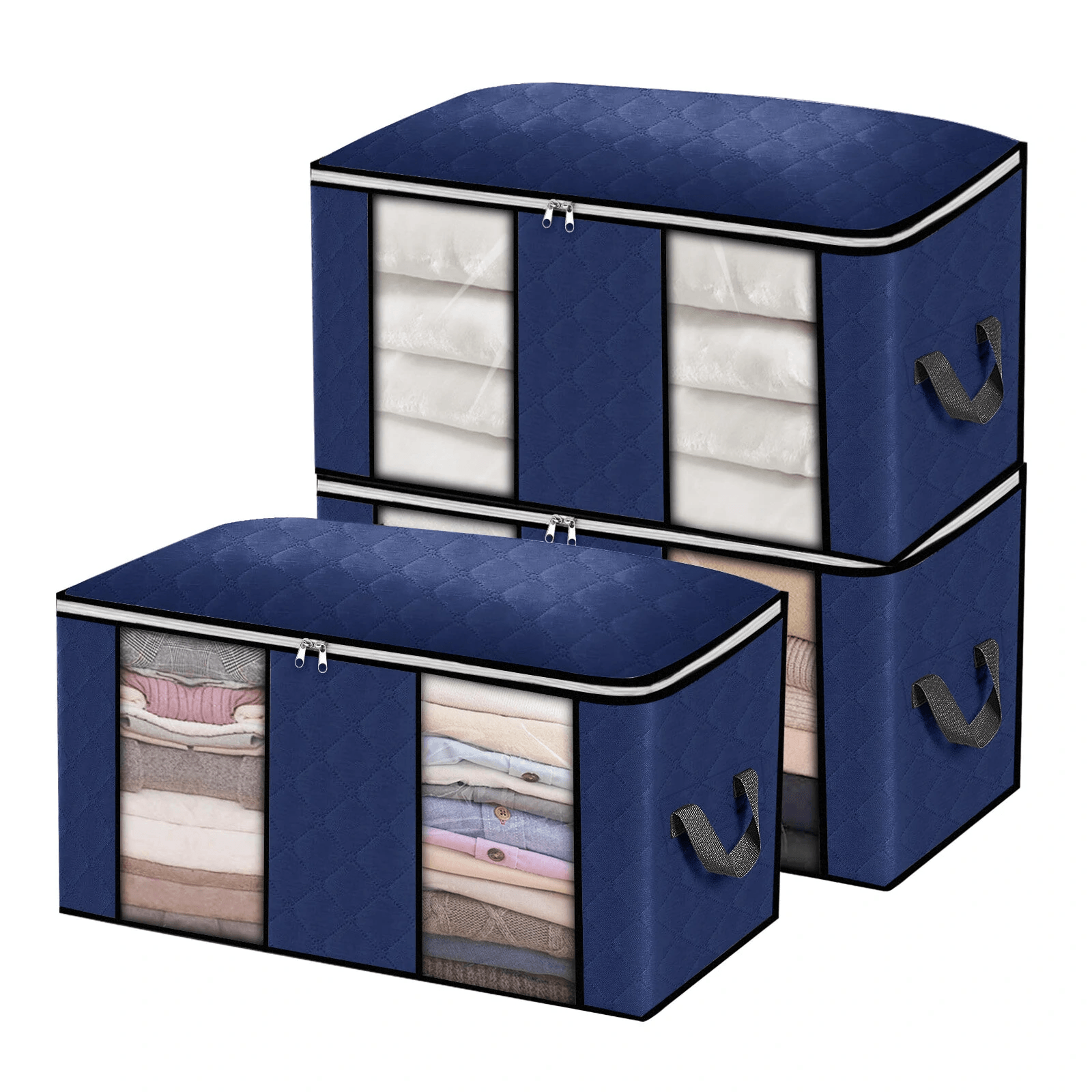 foldable clothes storage bags with two windows and divided compartments
