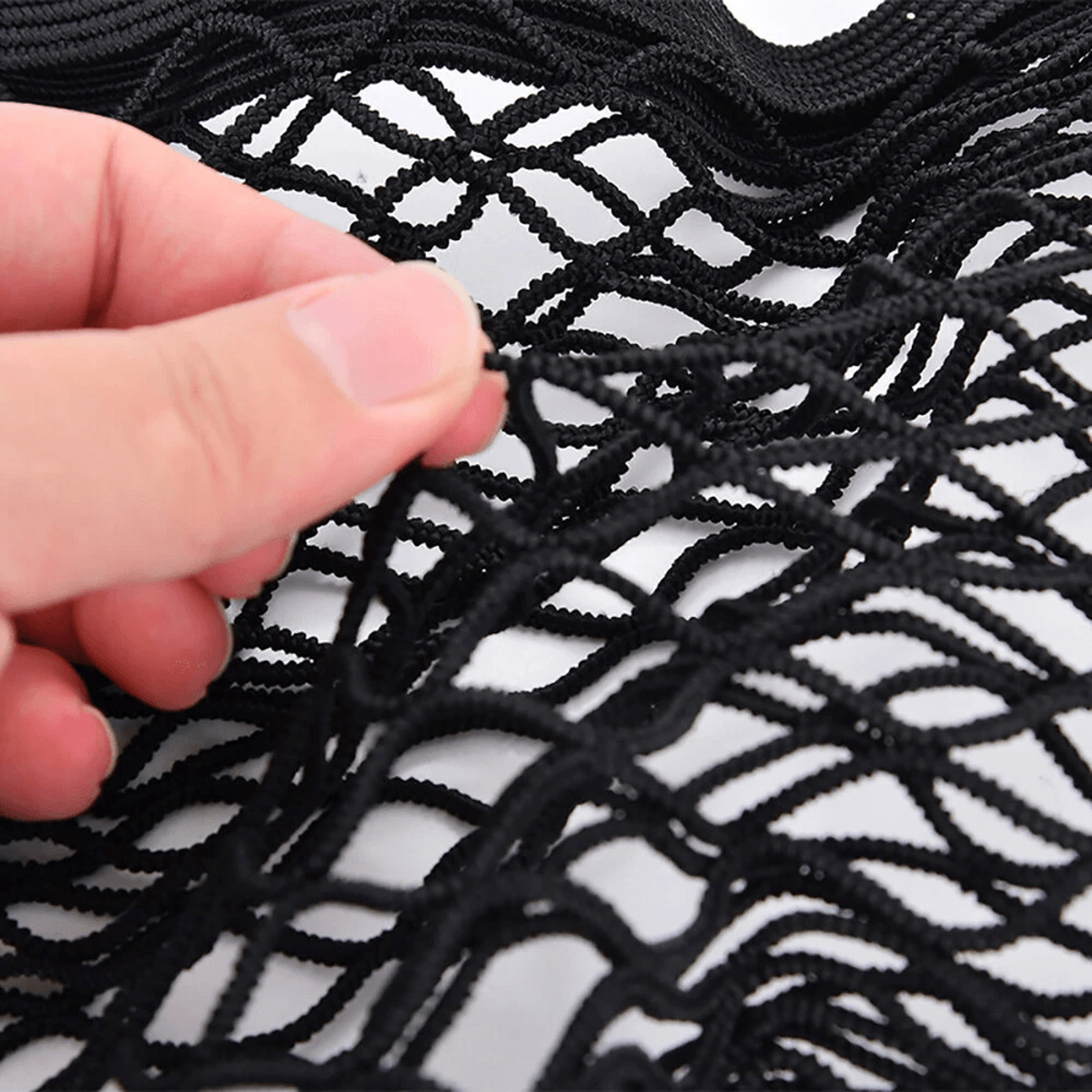 Car Trunk Organizer Double Layer Elastic Mesh Storage Bag With Sticky Straps 9