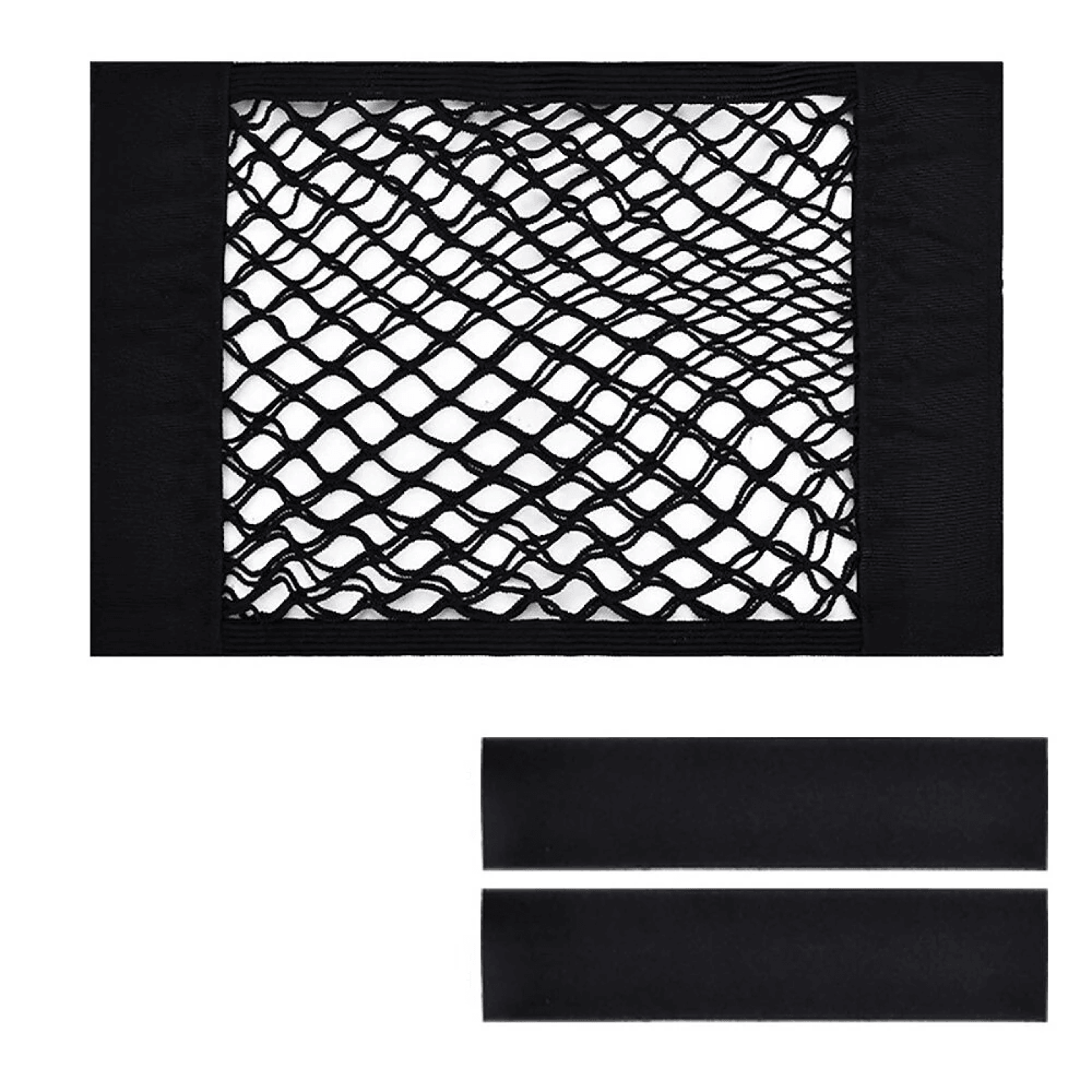 Car Trunk Organizer Double Layer Elastic Mesh Storage Bag With Sticky Straps 0