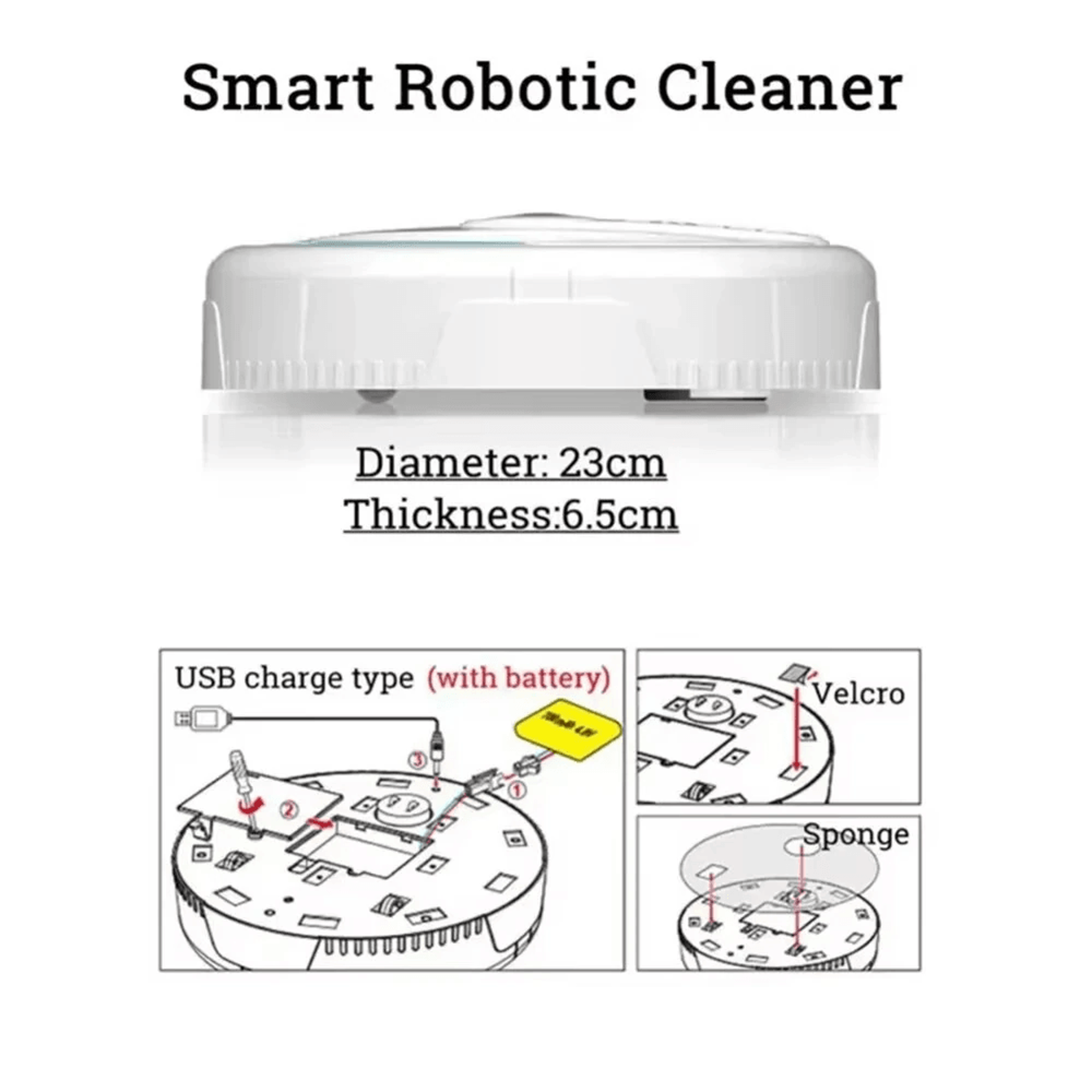 Mini Robot Vacuum Cleaner USB Rechargeable Electrostatic Floor Sweeper 1