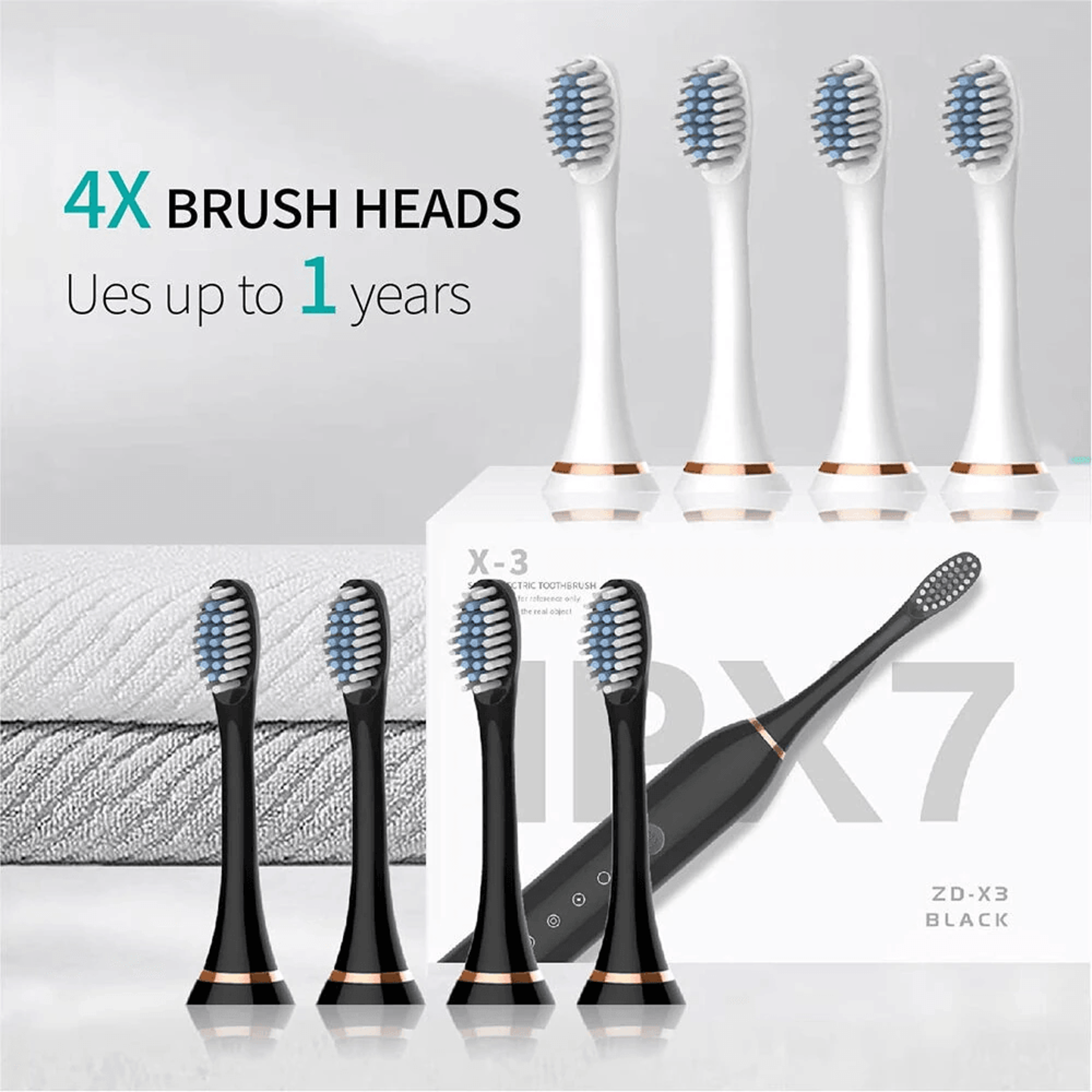 Ultrasonic Electric Toothbrush With Modes Waterproof Design And Brush Heads 2