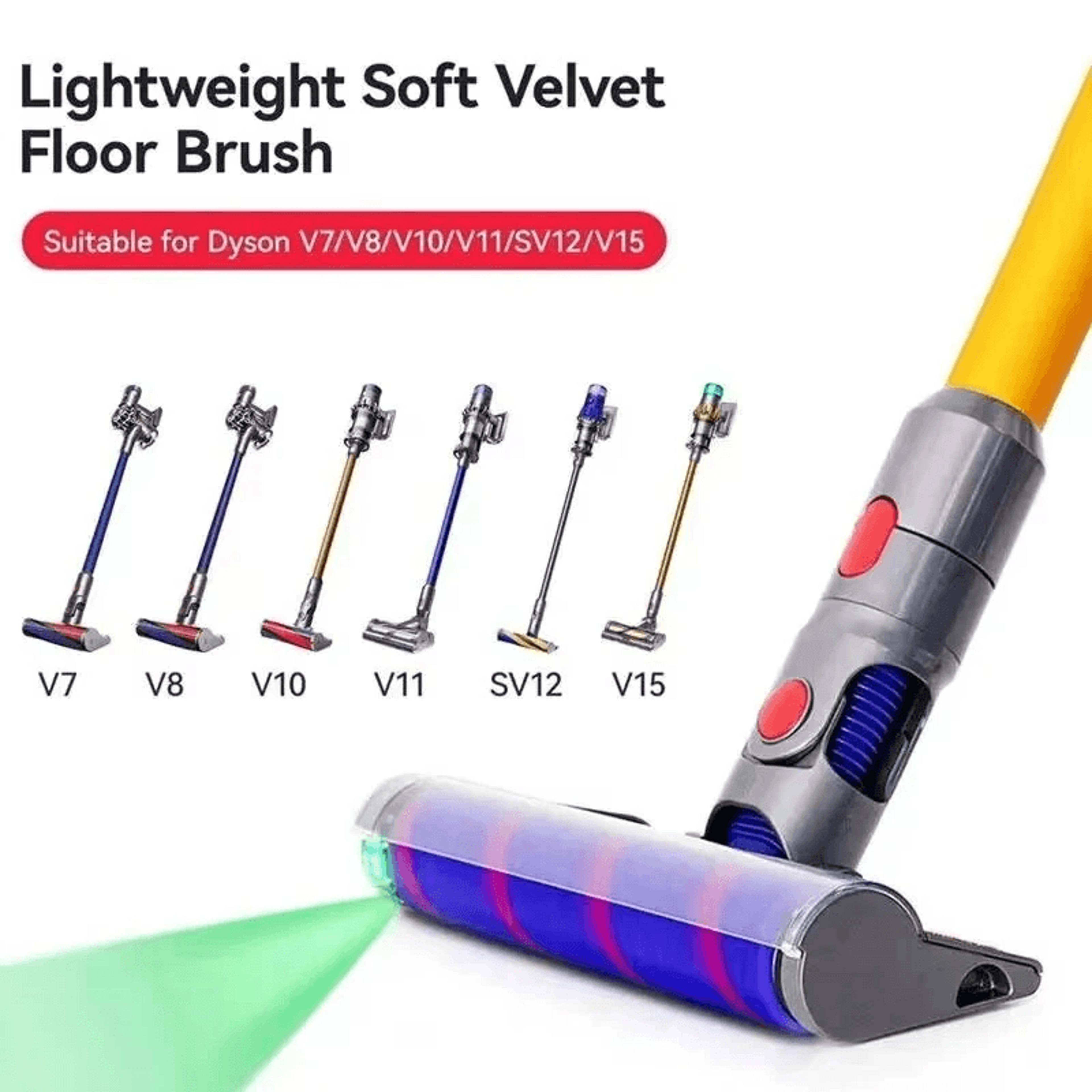 Soft Roller Brush Head With Green Laser Lights For Vacuums 5