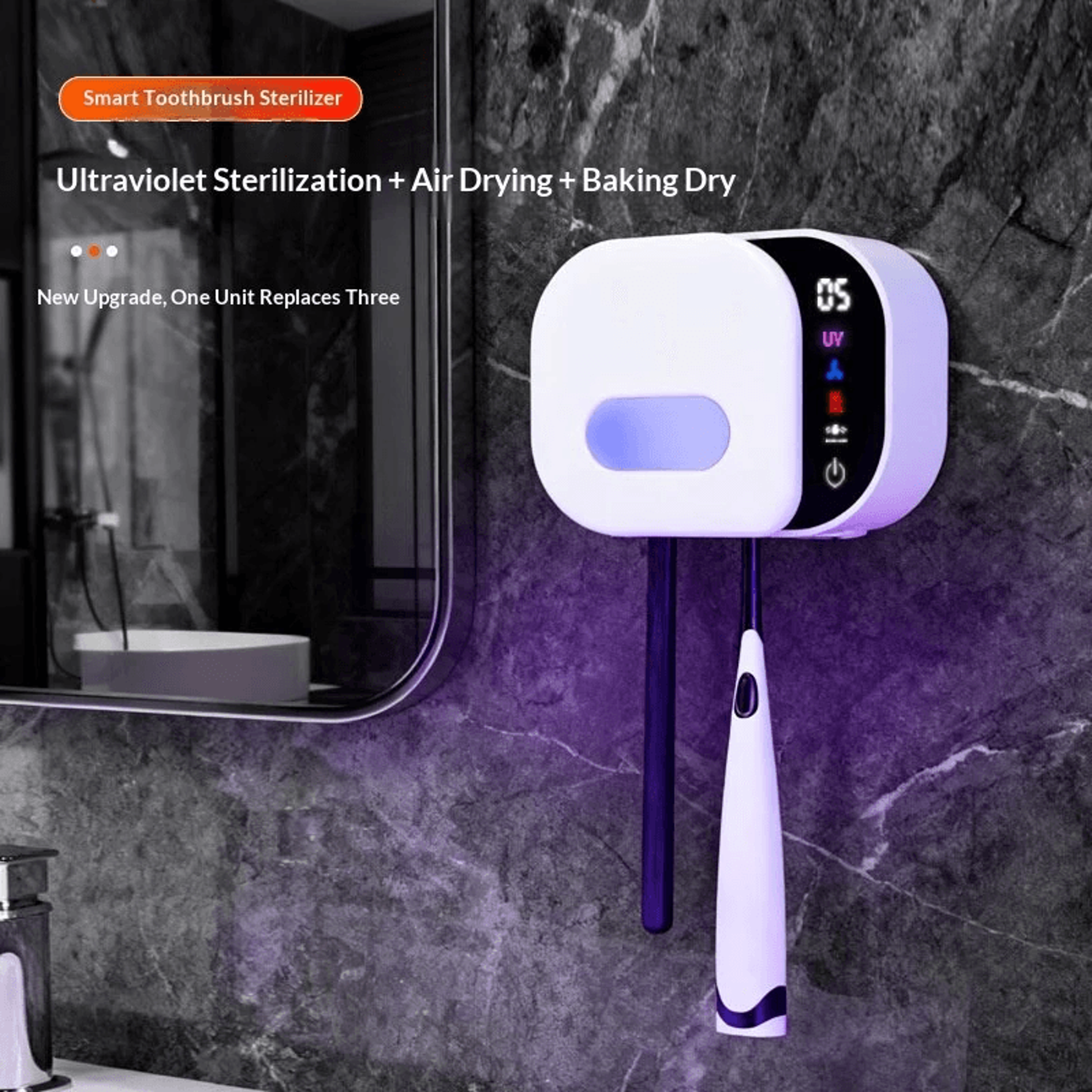 UVC Toothbrush Sterilizer With Heating Drying Infrared Sensor And LED Display 4
