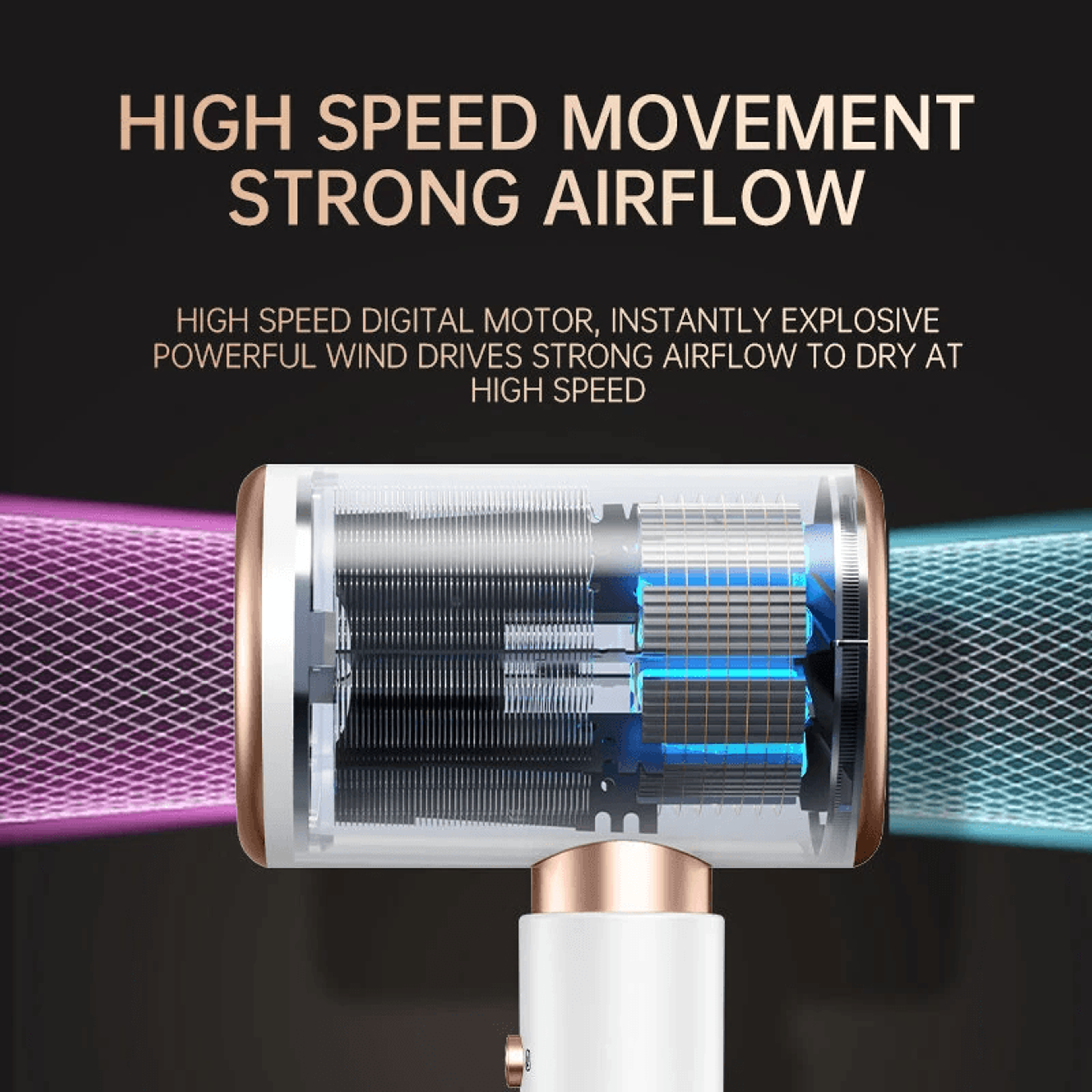 Ionic Wall Mounted Hair Dryer With Constant Temperature And Speed Levels 6