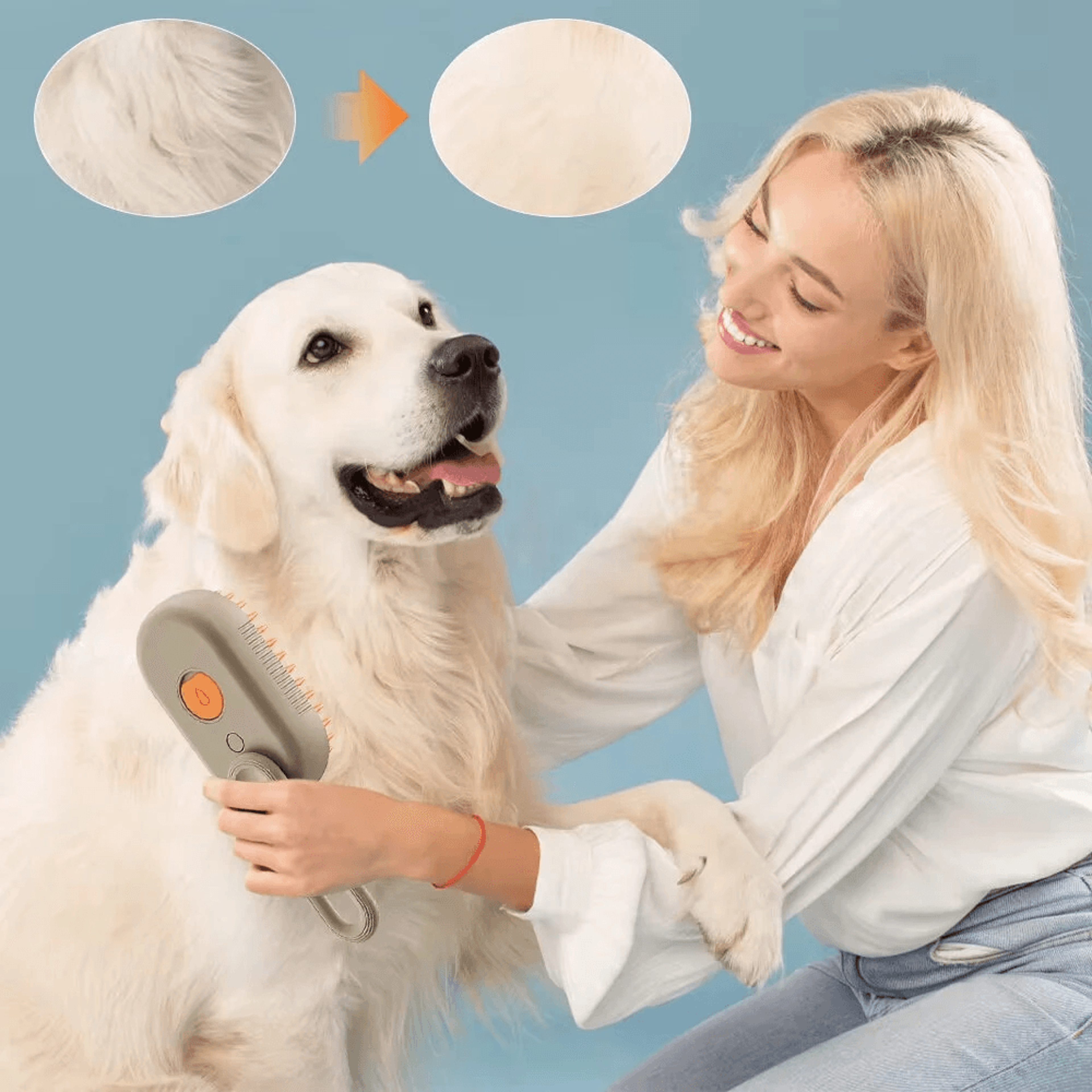 Electric Pet Spray Brush With Soft Silicone Teeth USB Charging And Rotating Handle 0