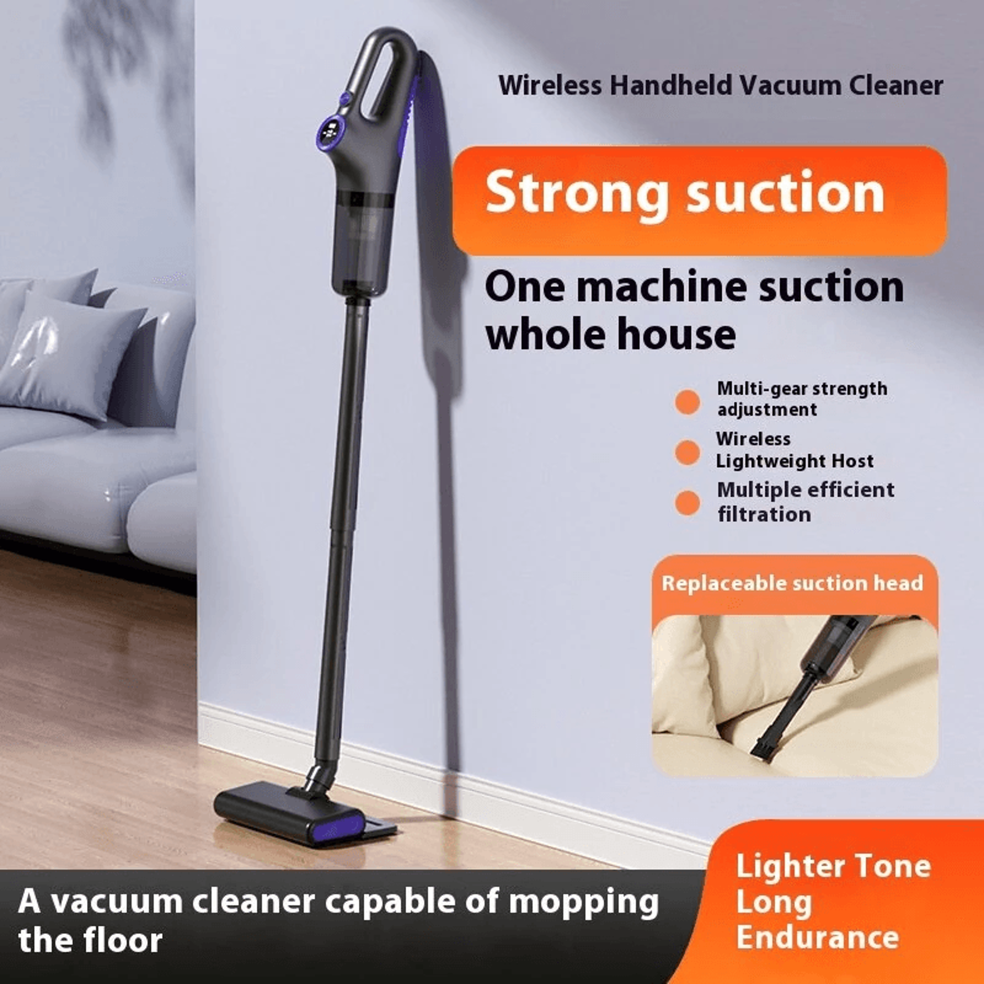 Cordless Handheld Vacuum Cleaner Suction Motor With LED Display 4