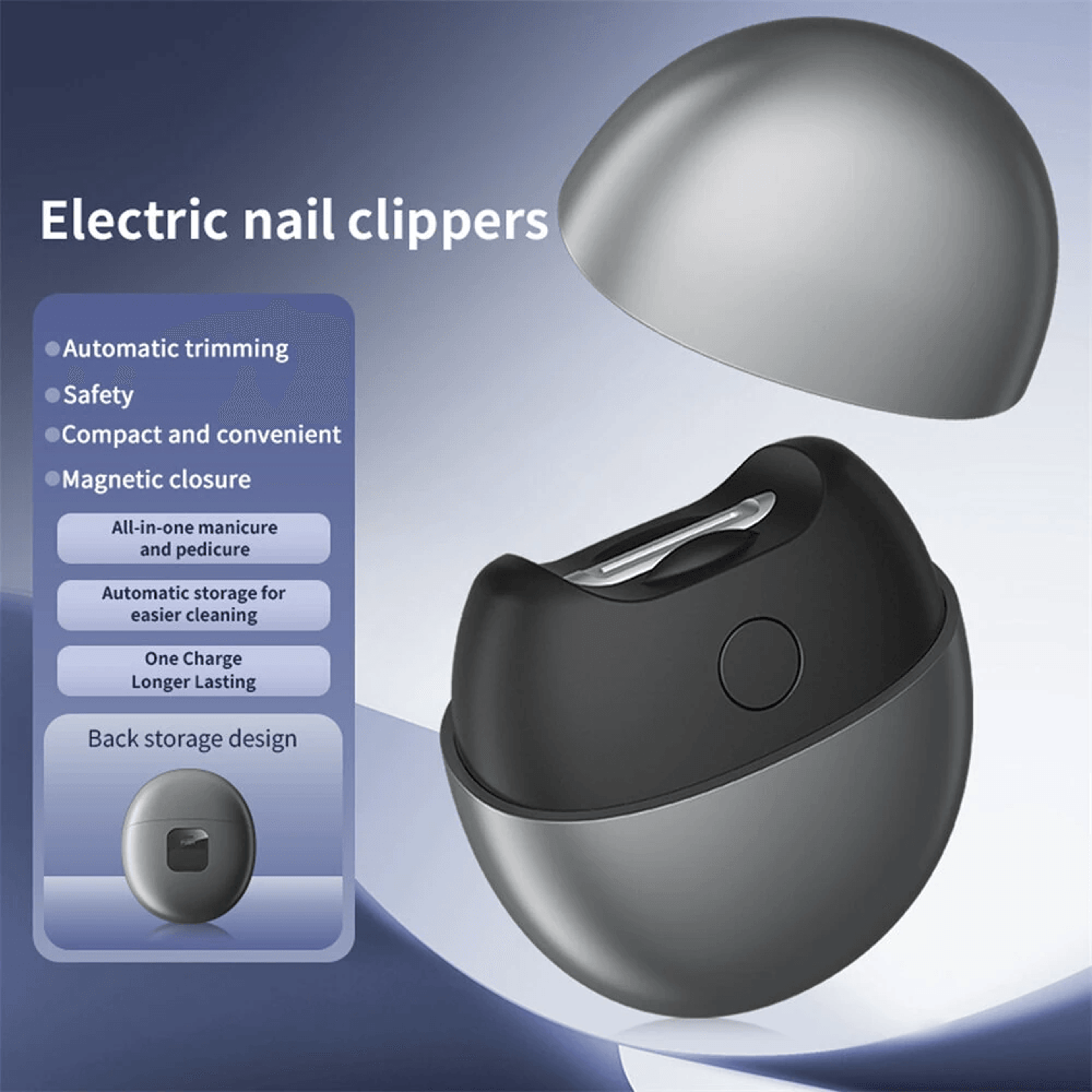 Portable Rechargeable Electric Nail Clipper With Safety Sensor LED Light And Type C Charging 6