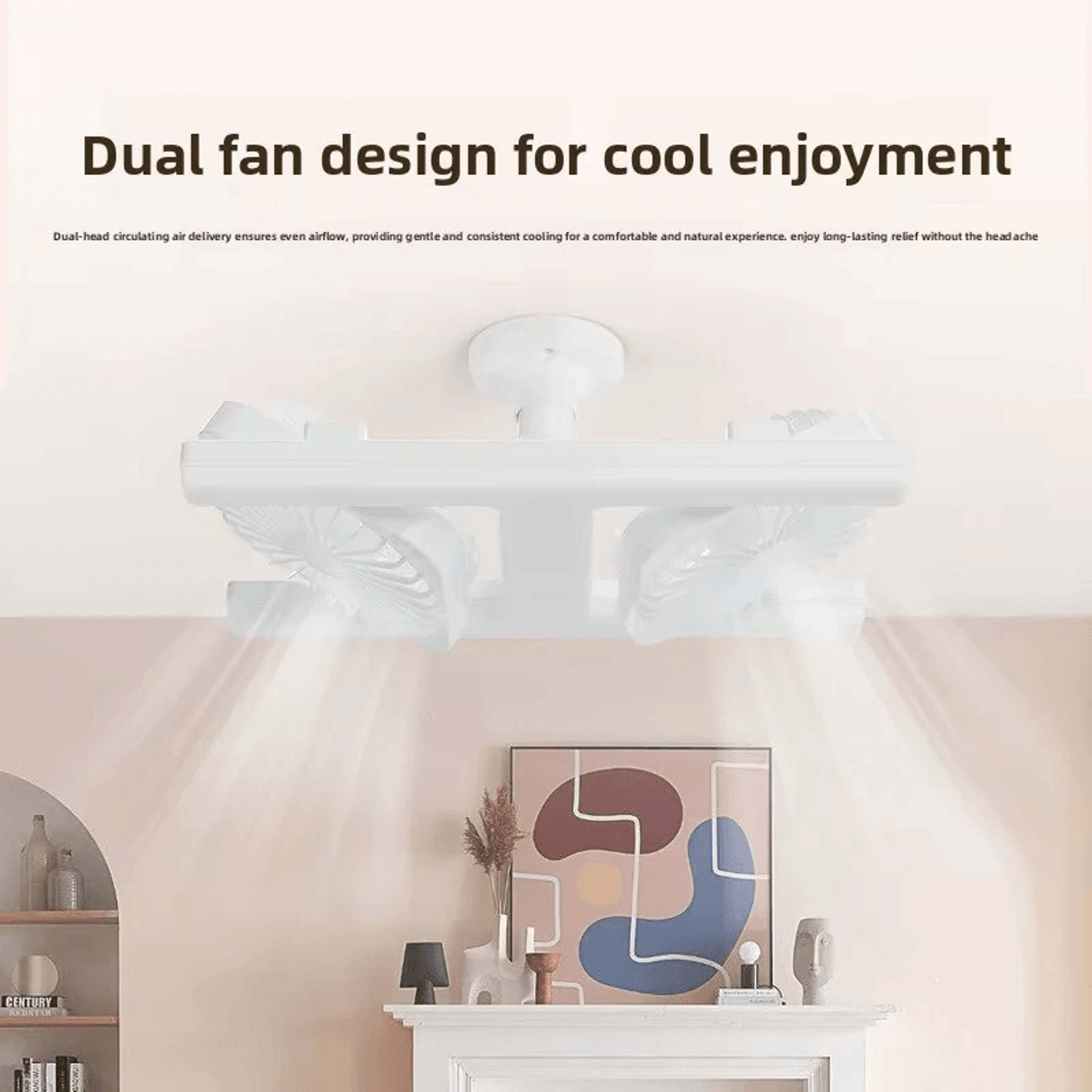 Dual Head Ceiling Fan With LED Light And Remote Control 2