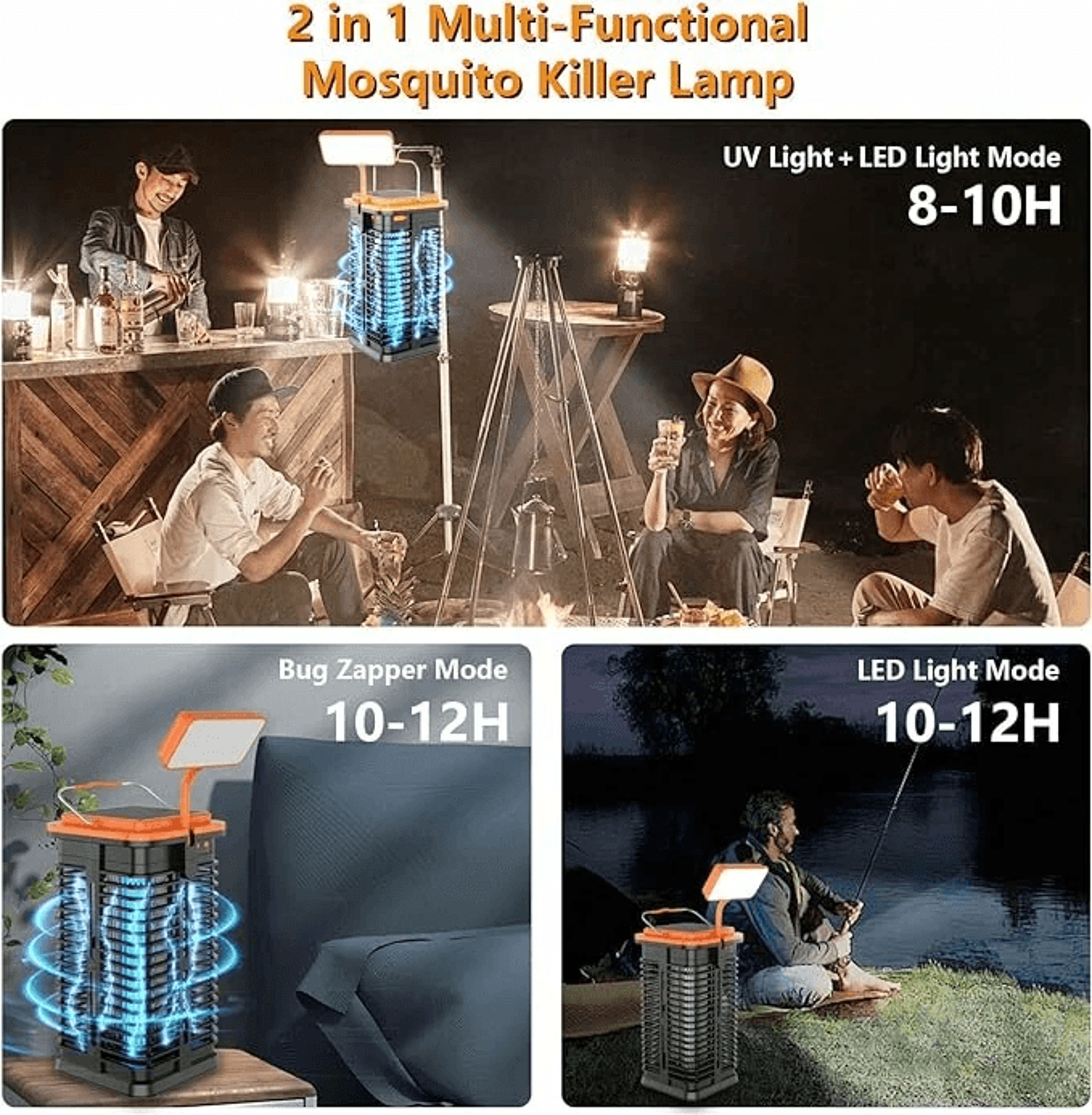 Solar Bug Zapper With LED Light And Rechargeable Battery 2