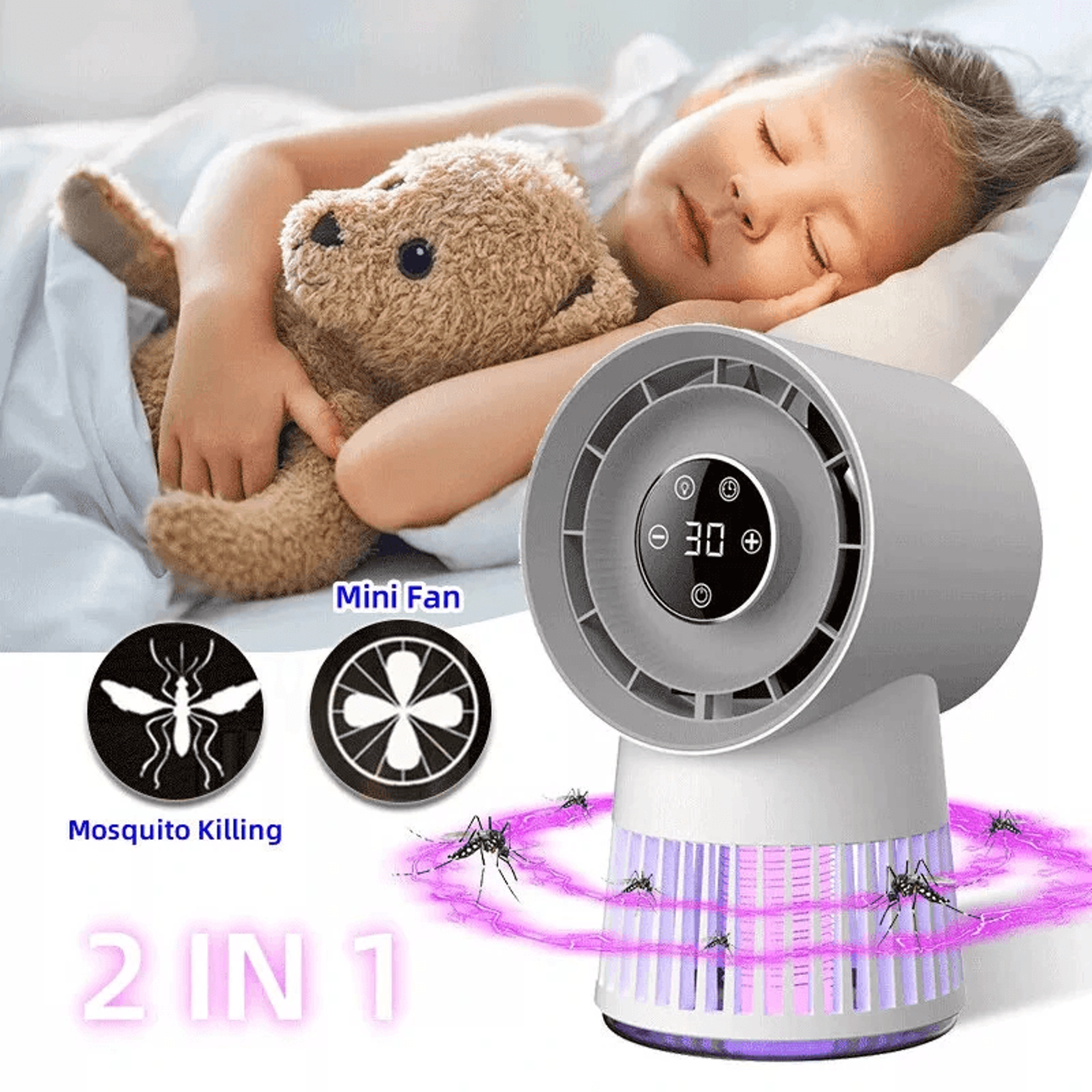 Mini Desktop Fan With Mosquito Killer And Rechargeable Battery 2