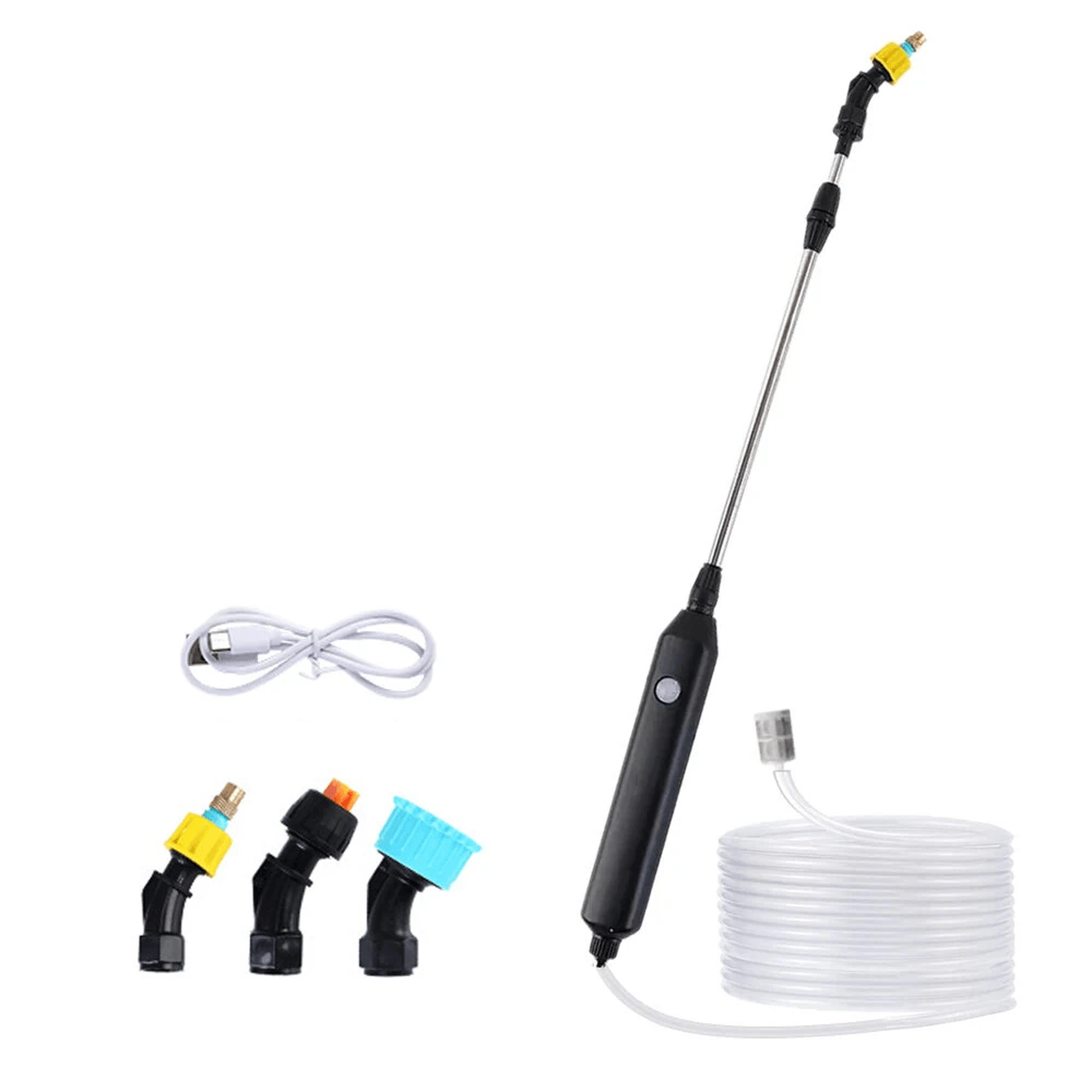 portable electric garden sprayer with telescopic wand and usb rechargeable battery