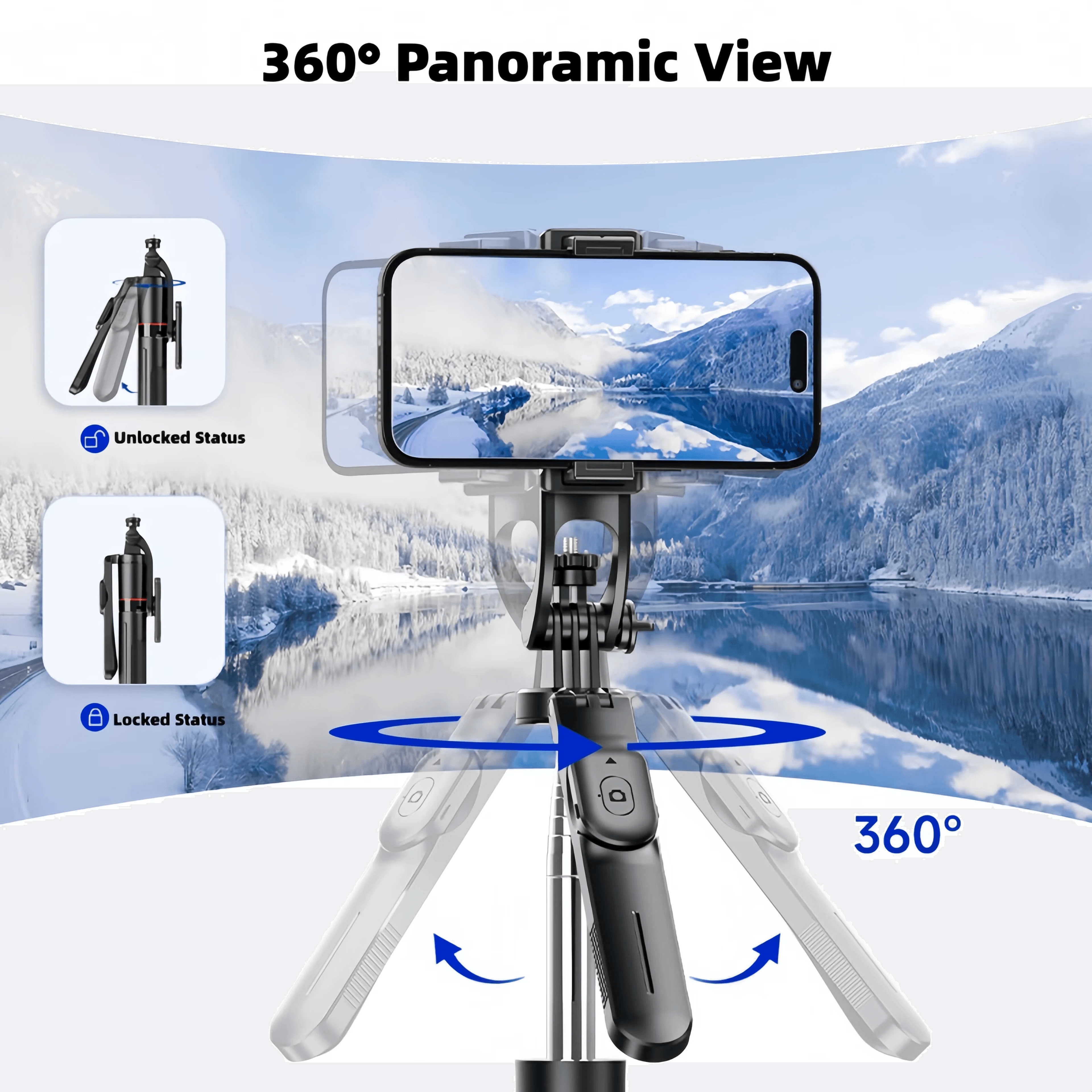 Wireless Bluetooth Selfie Stick With Adjustable Tripod And Detachable Remote 3