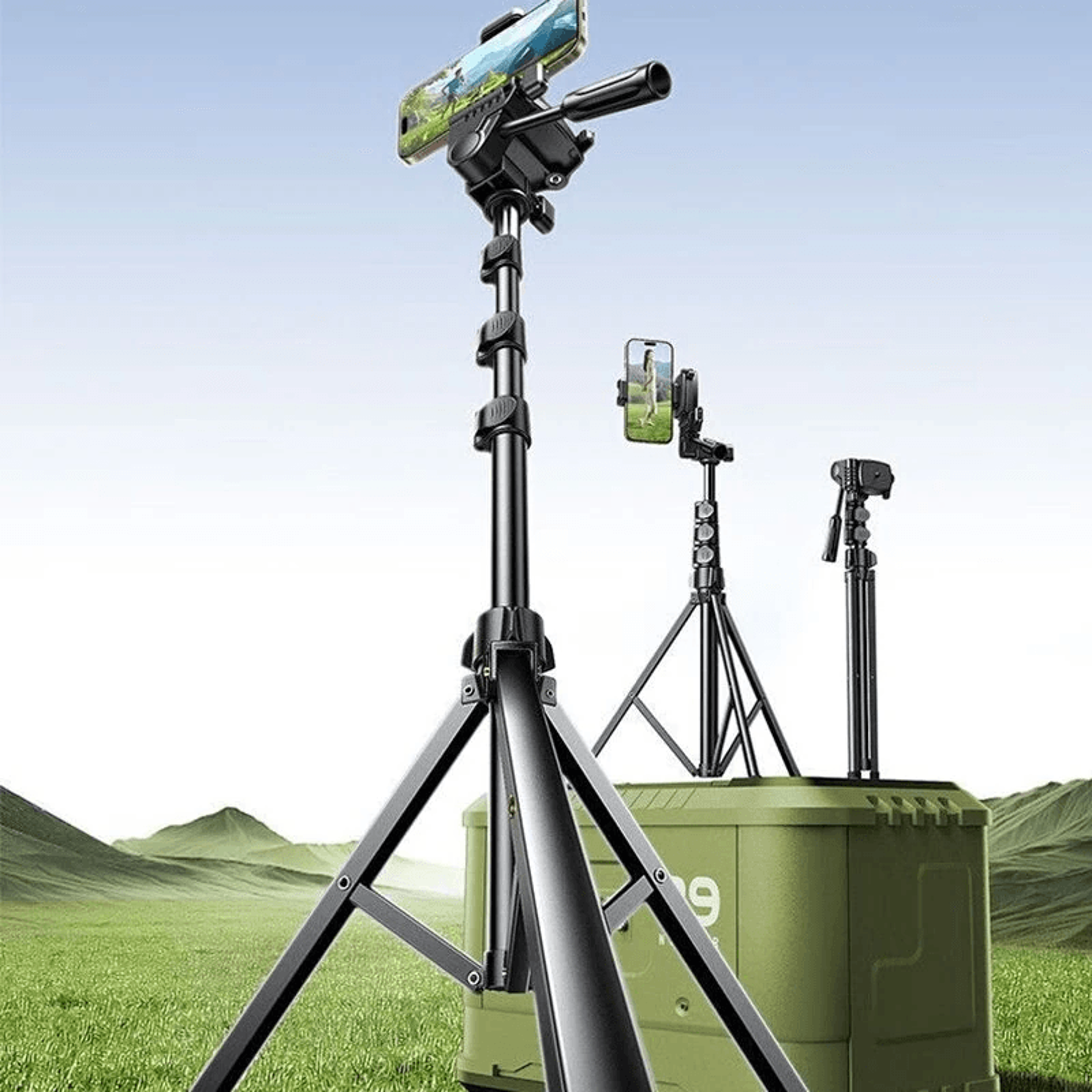 Telescopic Floor Mobile Phone Stand With Bluetooth Tripod And Anti Shake Gimbal 3