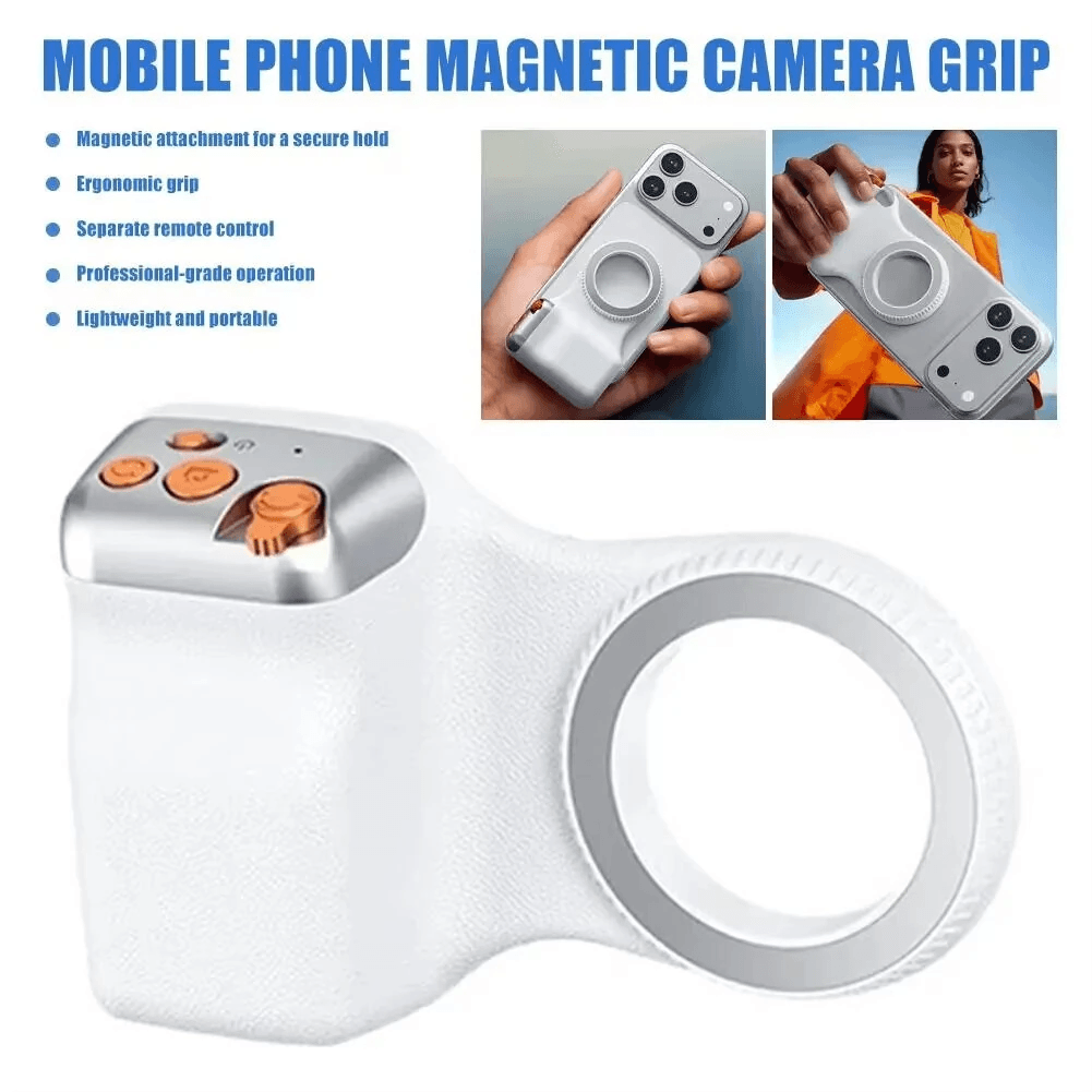 Magnetic Camera Grip White Bluetooth Remote Control Tripod 5
