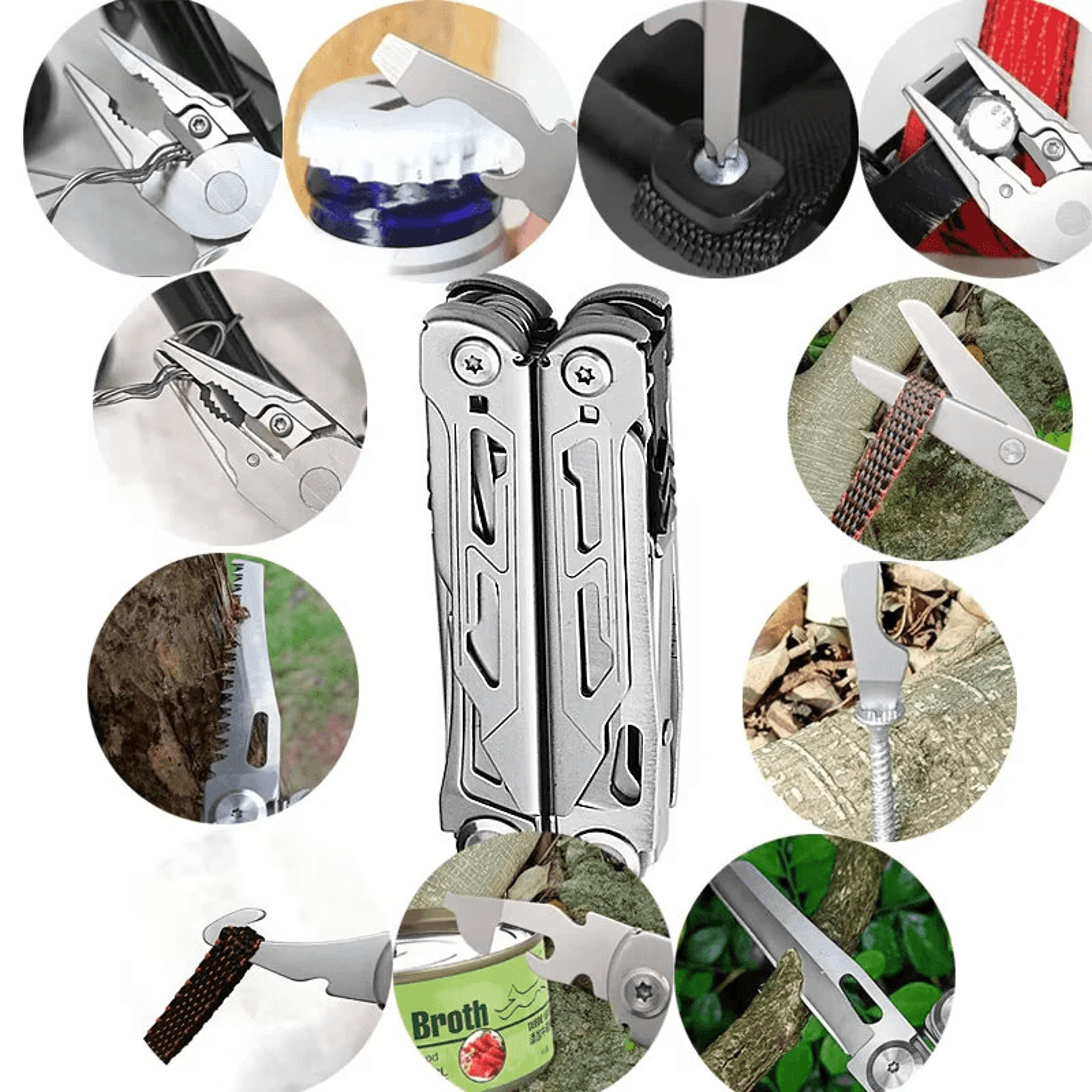 Outdoor Stainless Steel Folding Multitool Pliers With Screwdriver Set 1