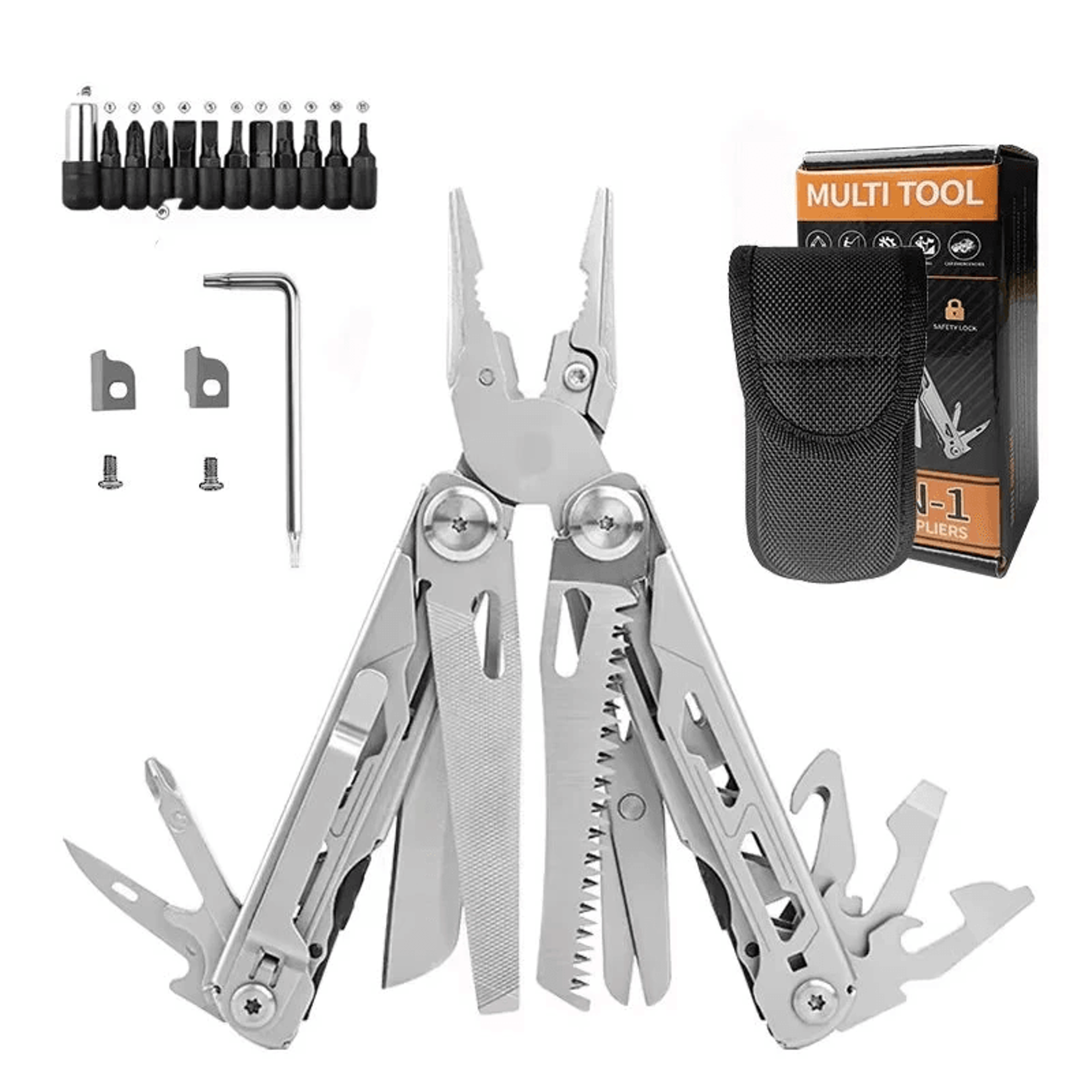 Outdoor Stainless Steel Folding Multitool Pliers With Screwdriver Set 7