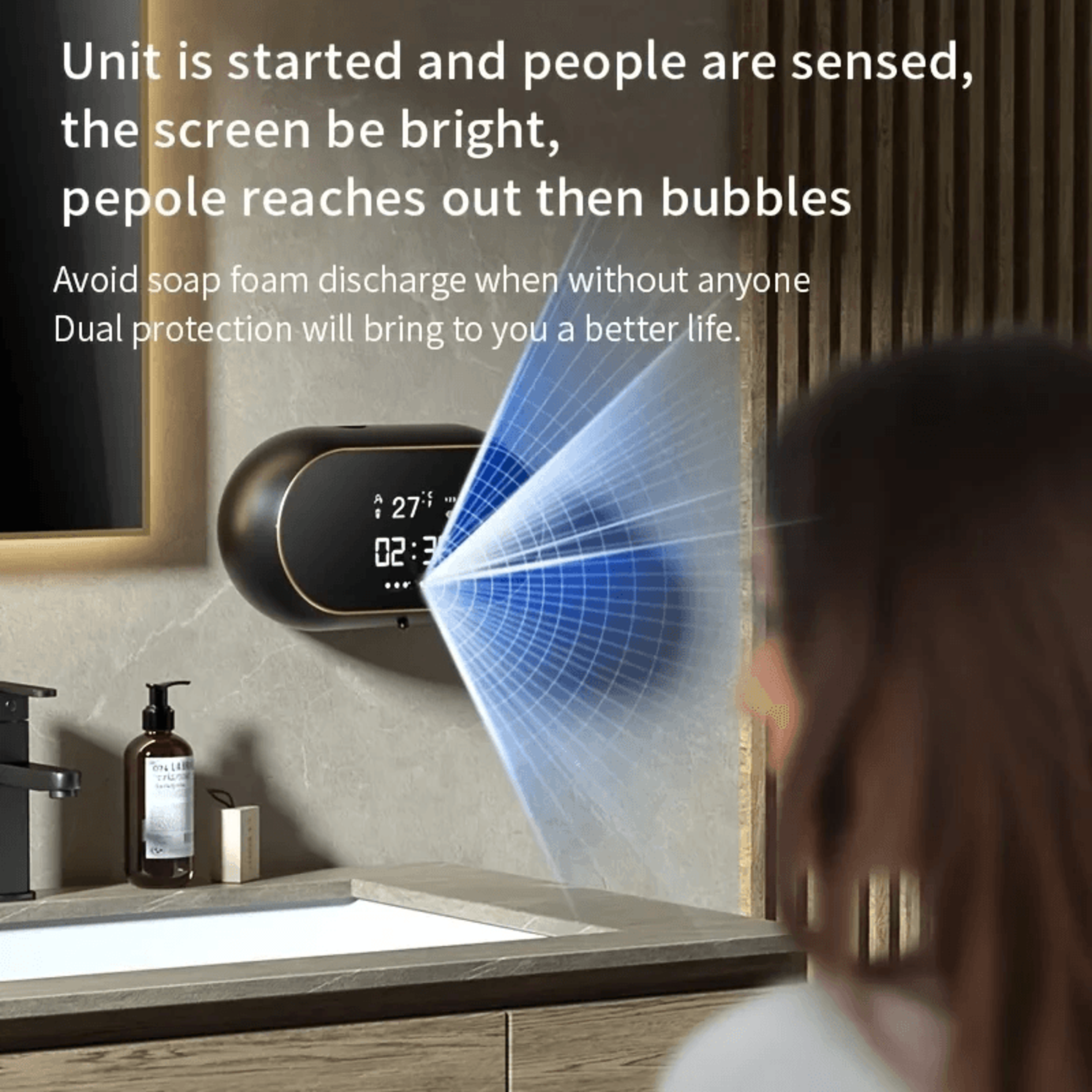 Smart Automatic Foam Soap Dispenser USB Charging Touchless Wall Mounted With Temperature Display 4