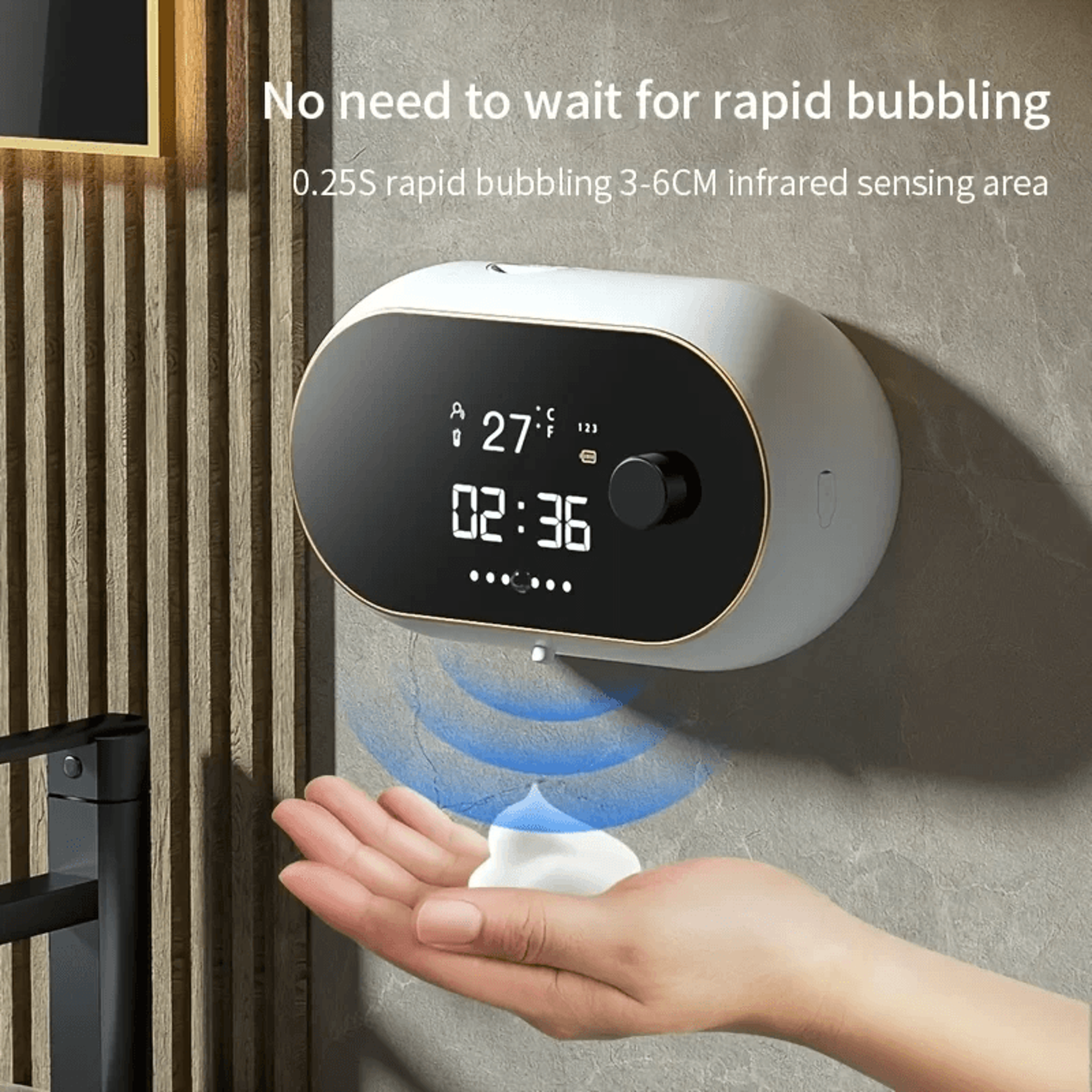 Smart Automatic Foam Soap Dispenser USB Charging Touchless Wall Mounted With Temperature Display 1