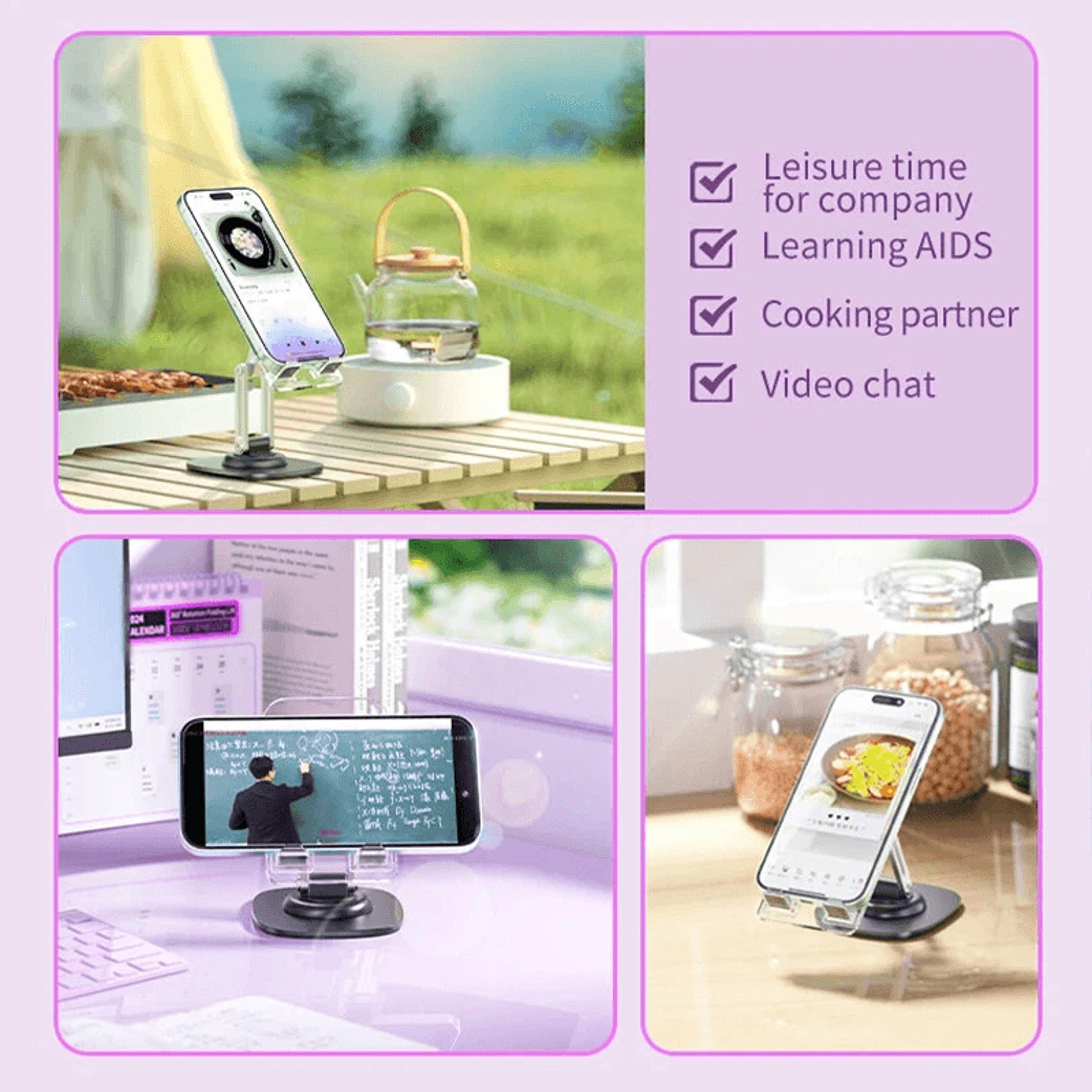 Foldable Desktop Phone Holder Stand With Adjustable Angle And Height 4