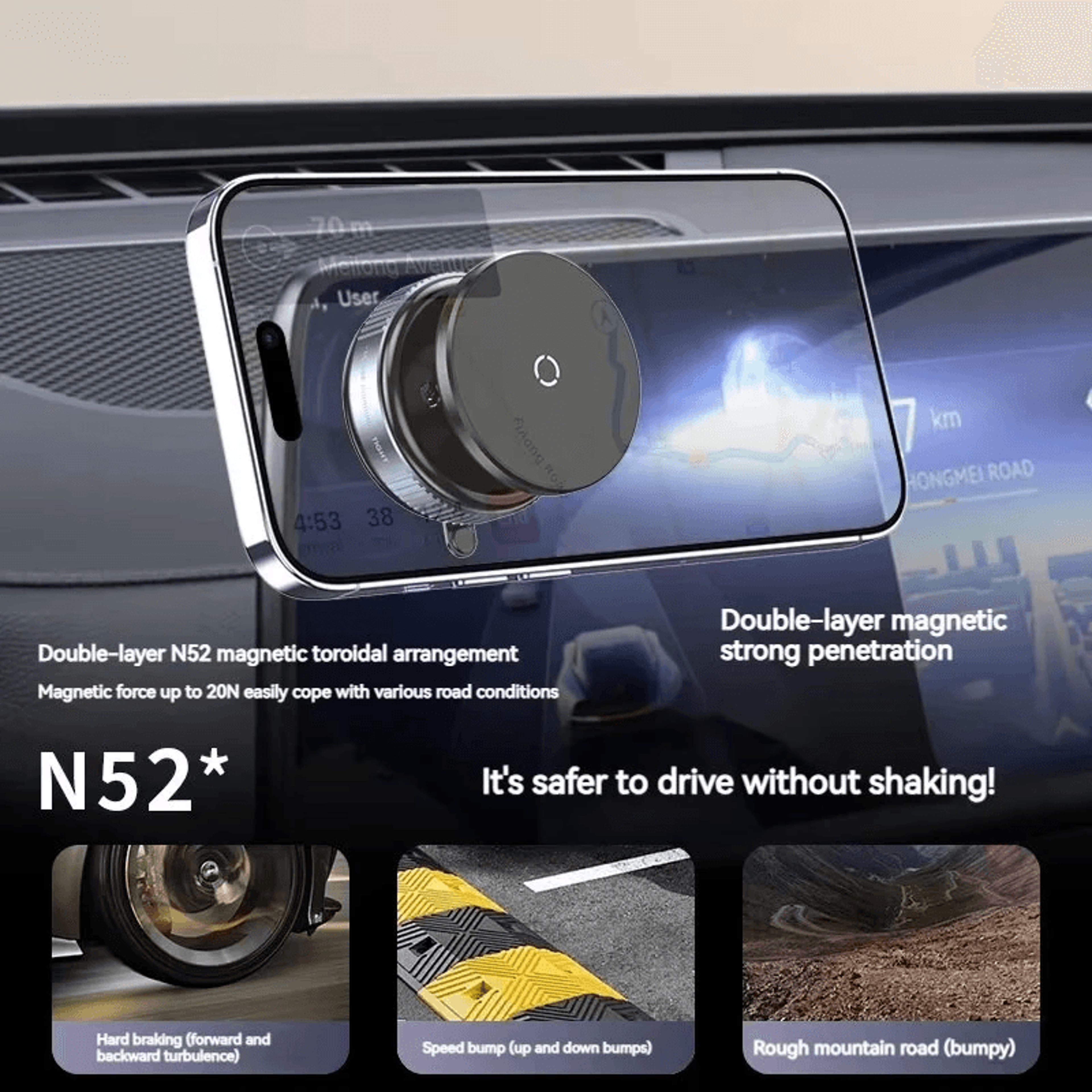 Vacuum Magnetic Car Phone Holder With Strong Magnets 2