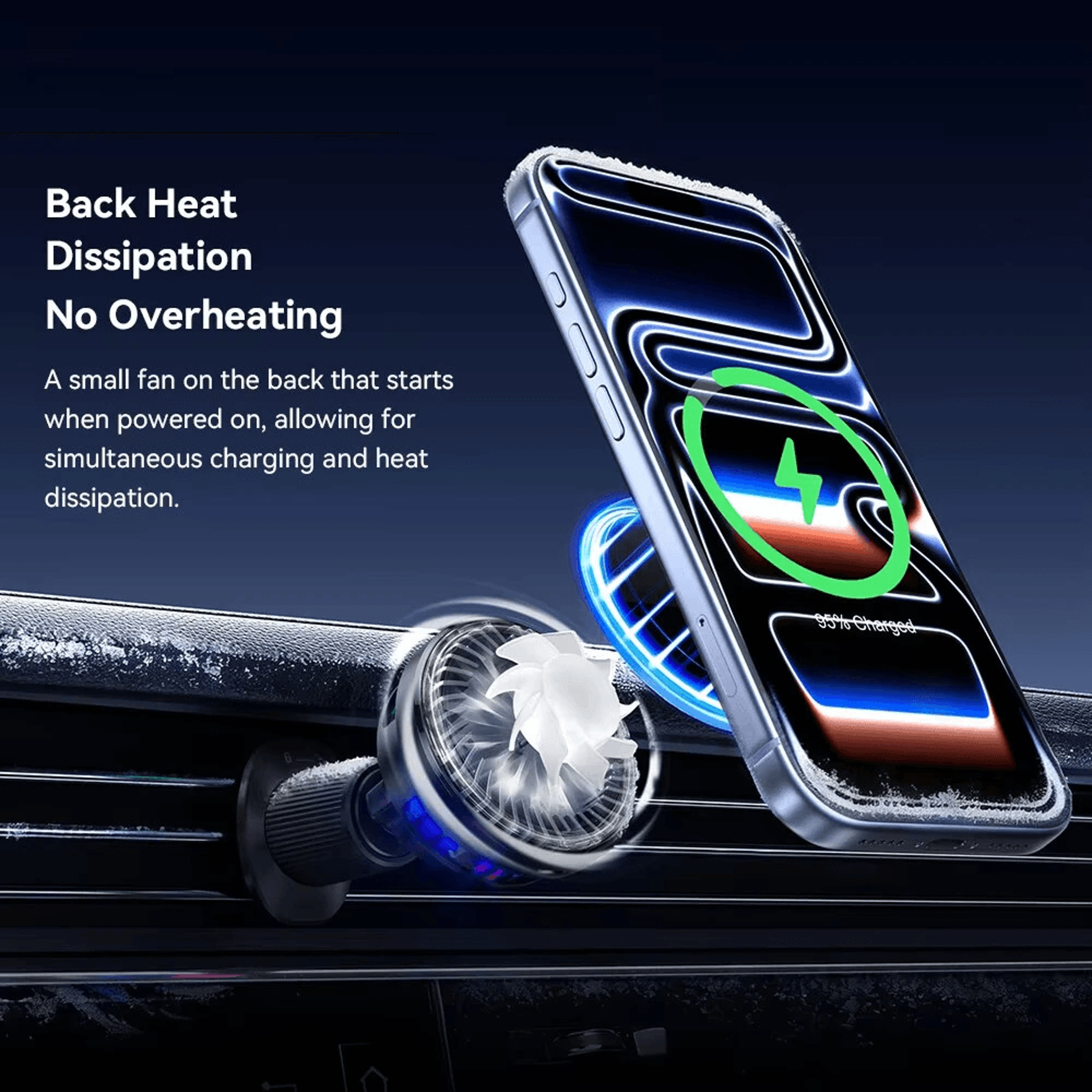 Magnetic Wireless Car Charger Stand With Fast Charging And RGB Lighting 3