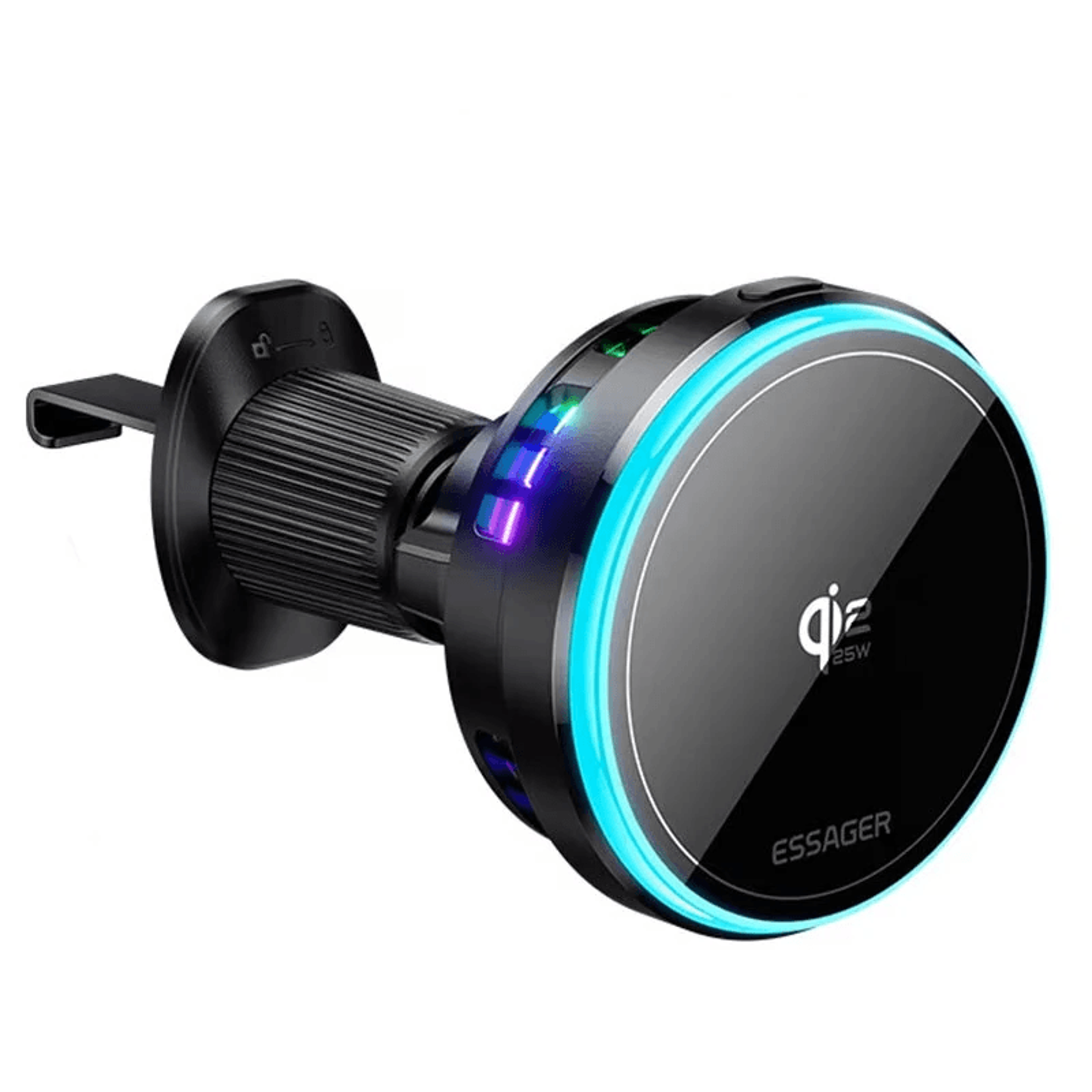 Magnetic Wireless Car Charger Stand With Fast Charging And RGB Lighting 0