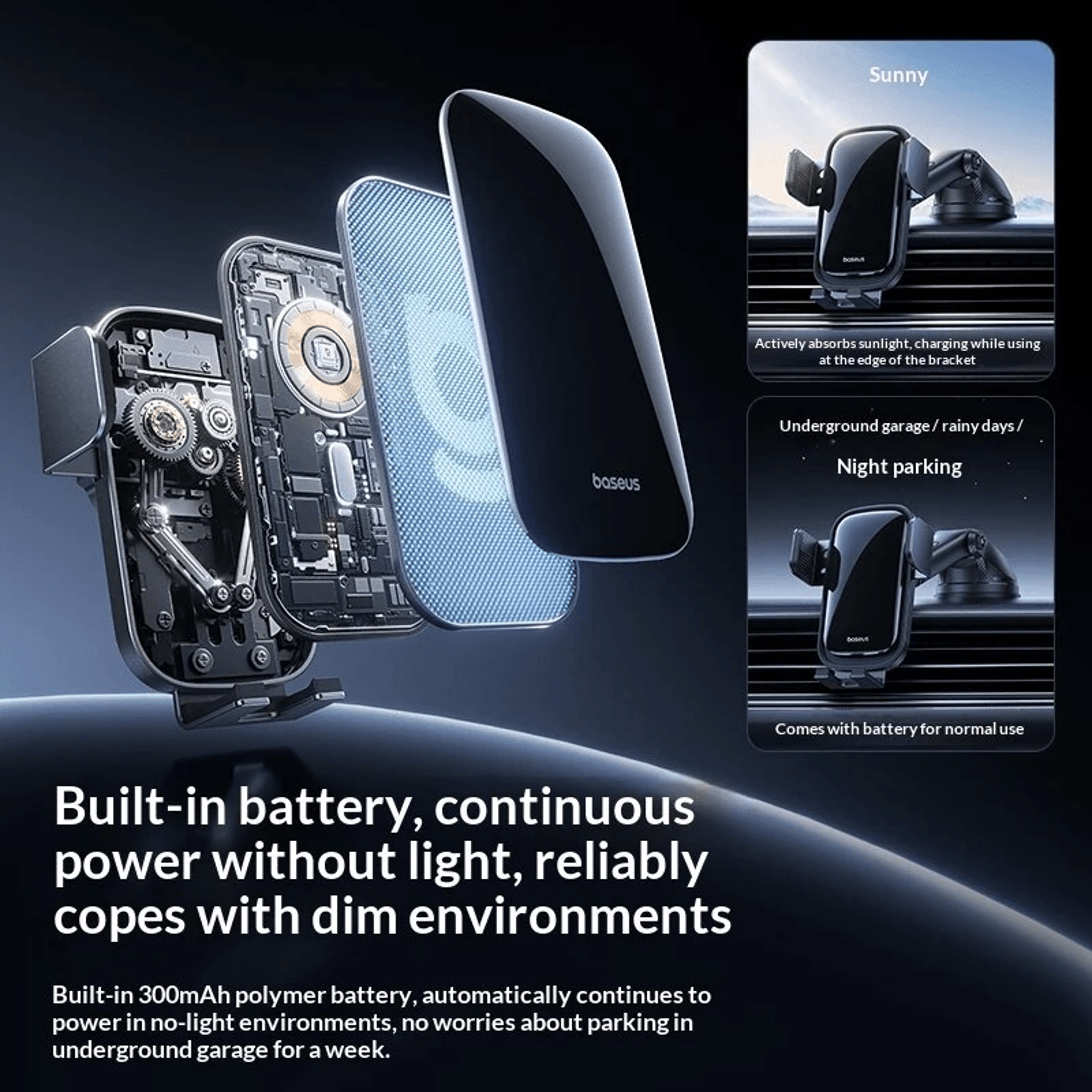 Solar Powered Automatic Car Phone Holder With Rotation 2