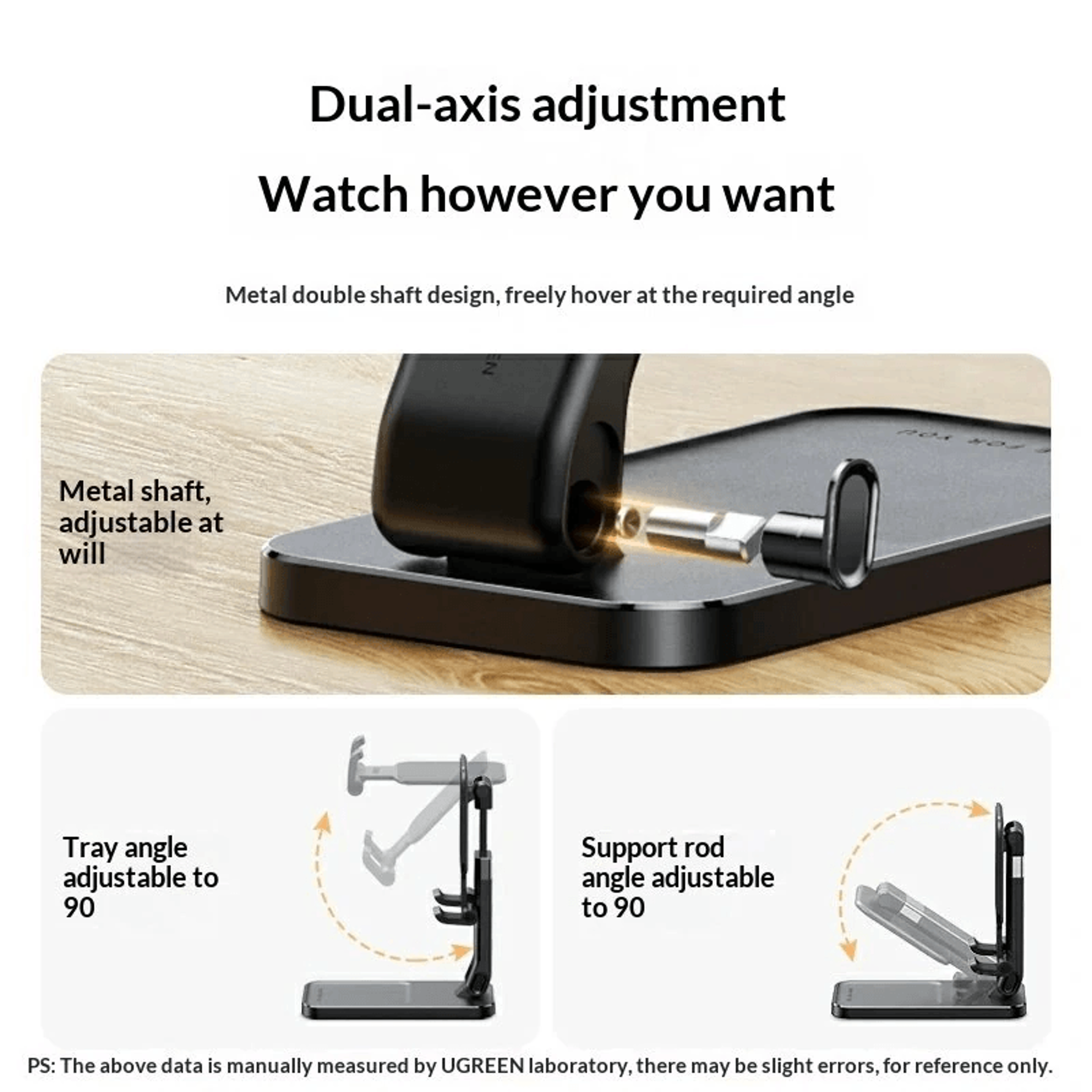 Foldable Height Adjustable Phone Stand Dark Grey Telescopic Desktop Holder 3